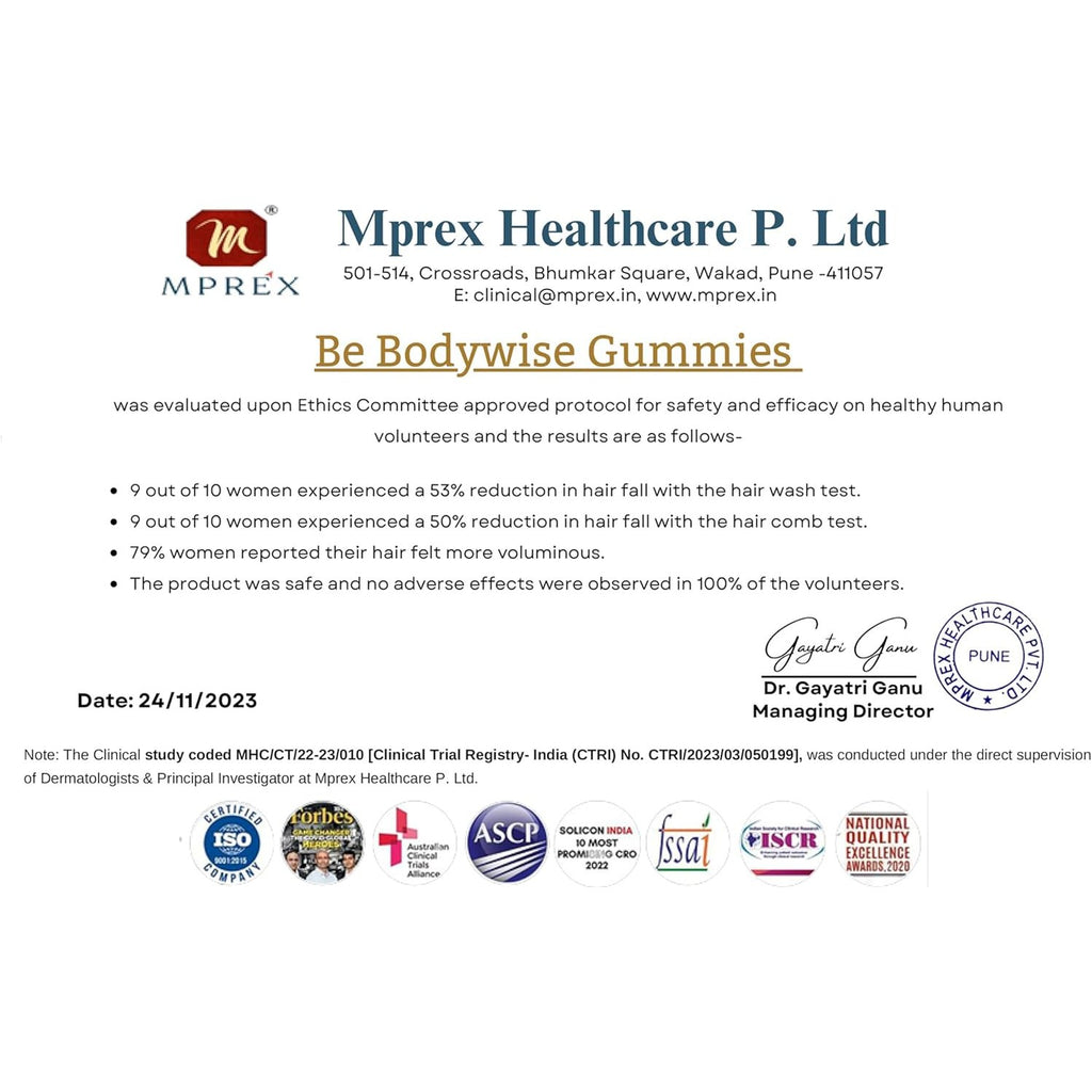 Be Bodywise Biotin Hair Gummies I Sugar Free I 60 Day Pack I Healthy Hair,Skin,Nails I '6-in-1' Biotin, Zinc, Folic Acid, Vitamin C, Keratin & Multivitamin I Gut FriendlyI Strawberry FlavorI100% Vegan