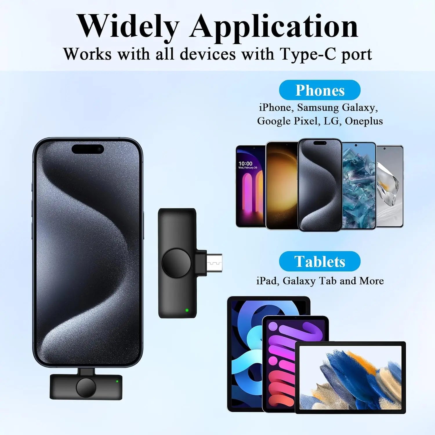 Nefuo 2 Pack Type C Mini Wireless Lavalier Microphone for iPhone 15 & Android Devices, Crystal Clear Sound Quality with Noise Reduction Lapel Microphone Plug-Play for Podcast Vlog YouTube TikTok