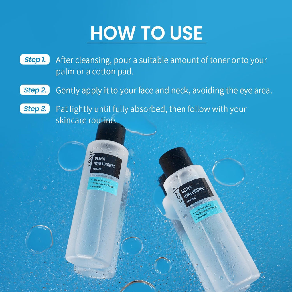 coxir Ultra HYALURONIC Acid Toner | HYDRATION-14-Complex| Hydrating, Smoothing, Calming, Moisturizing, Paraben Free, Cruelty Free, Korean Skin Care [150ml/5.07 fl.oz.]