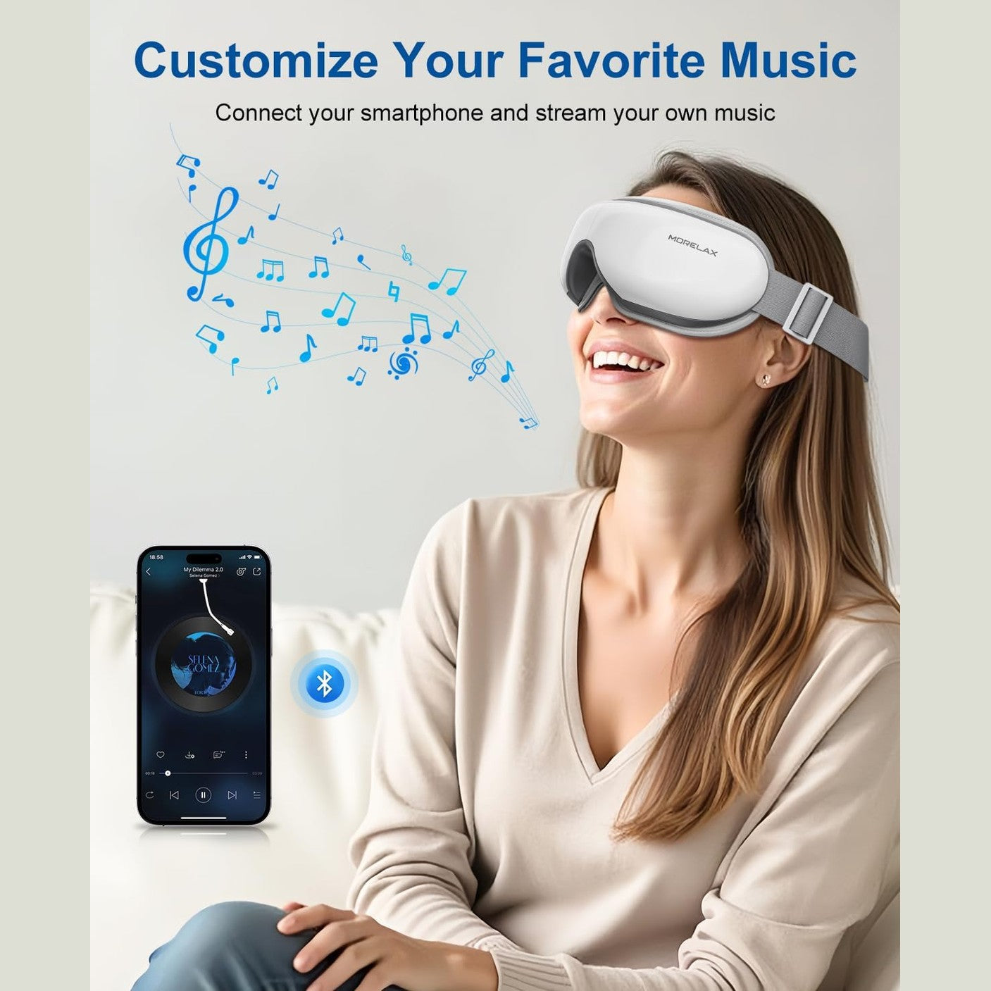 Eye Massager with Heat, Eye Care Face Massager, Heated Eye Mask with Bluetooth Music, Eye Machine for Relax Eye Strain Dark Circle Eye Bags, Gifts for Men/Women