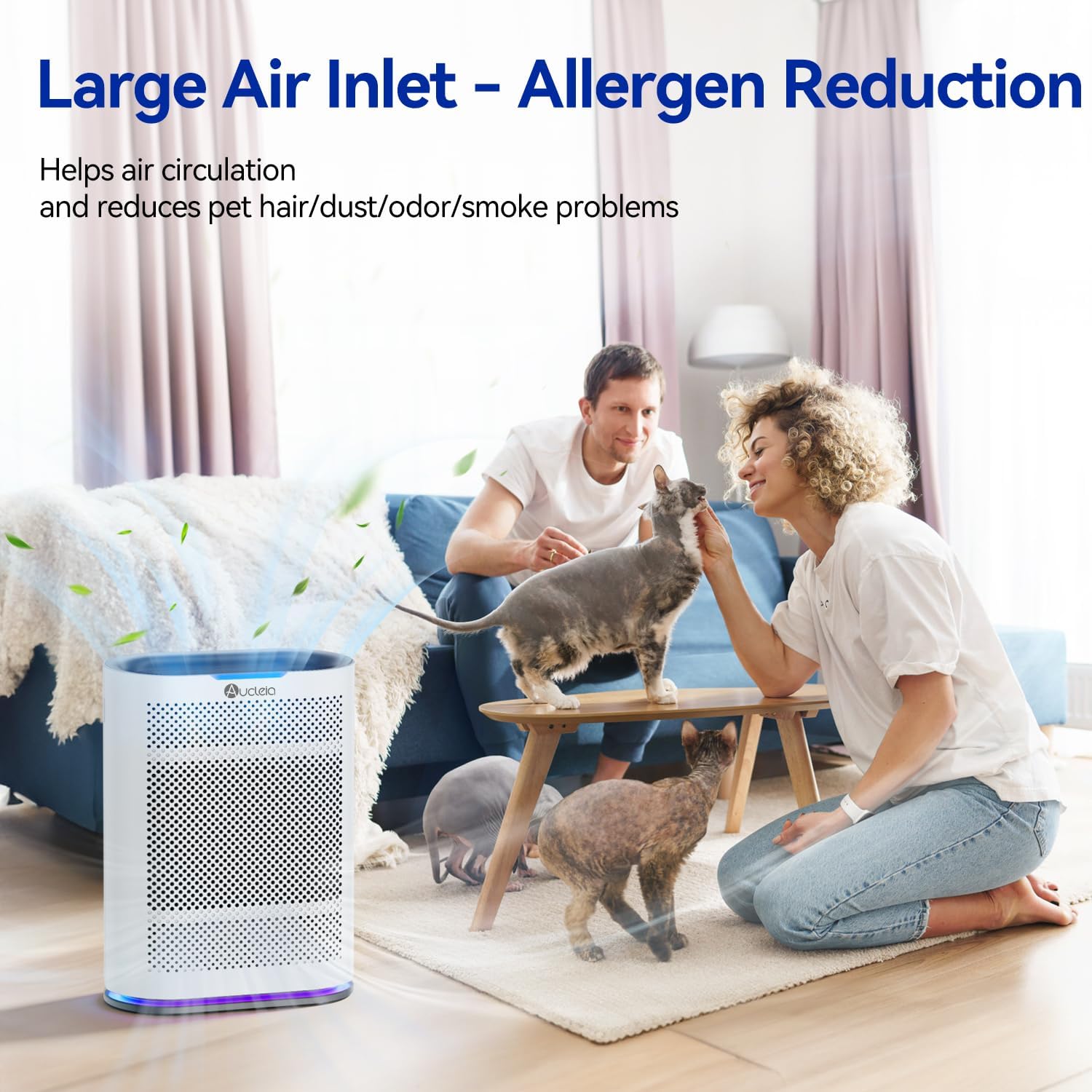 HEPA14 Auto Air Purifiers for Home Cover 2,100 Sq.Ft, Silently Air purifier For Large Room With 7 Colors Light & Fragrance, Air cleaner Filter 99.99% of Smoke, Dust, Pet Dander, Pollen, Odor, Mold