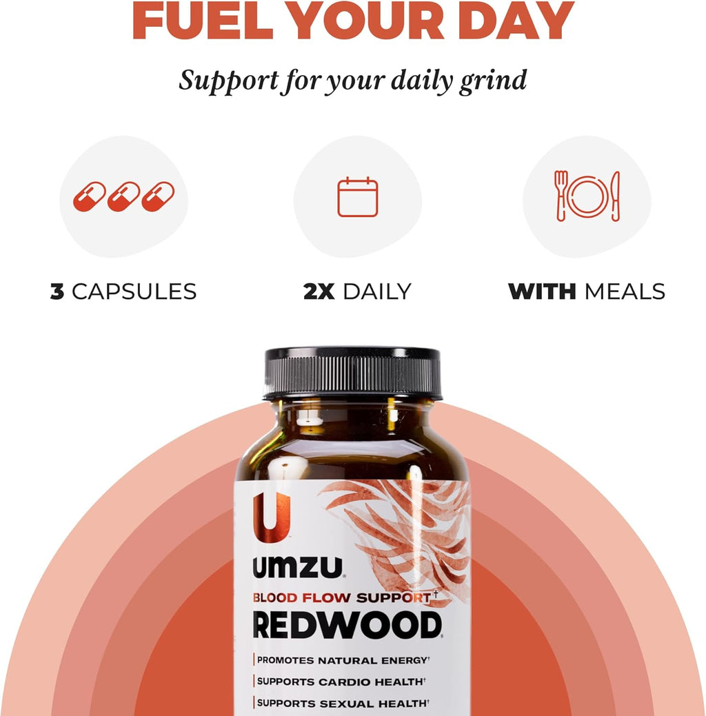 UMZU Redwood Nitric Oxide Booster, (30 Day Supply) – Vitamin C, Garlic & Horse Chestnut – Healthy Circulation & Endurance – Daily Cardiovascular Support Nitric Oxide Supplement Blood Flow Supplement