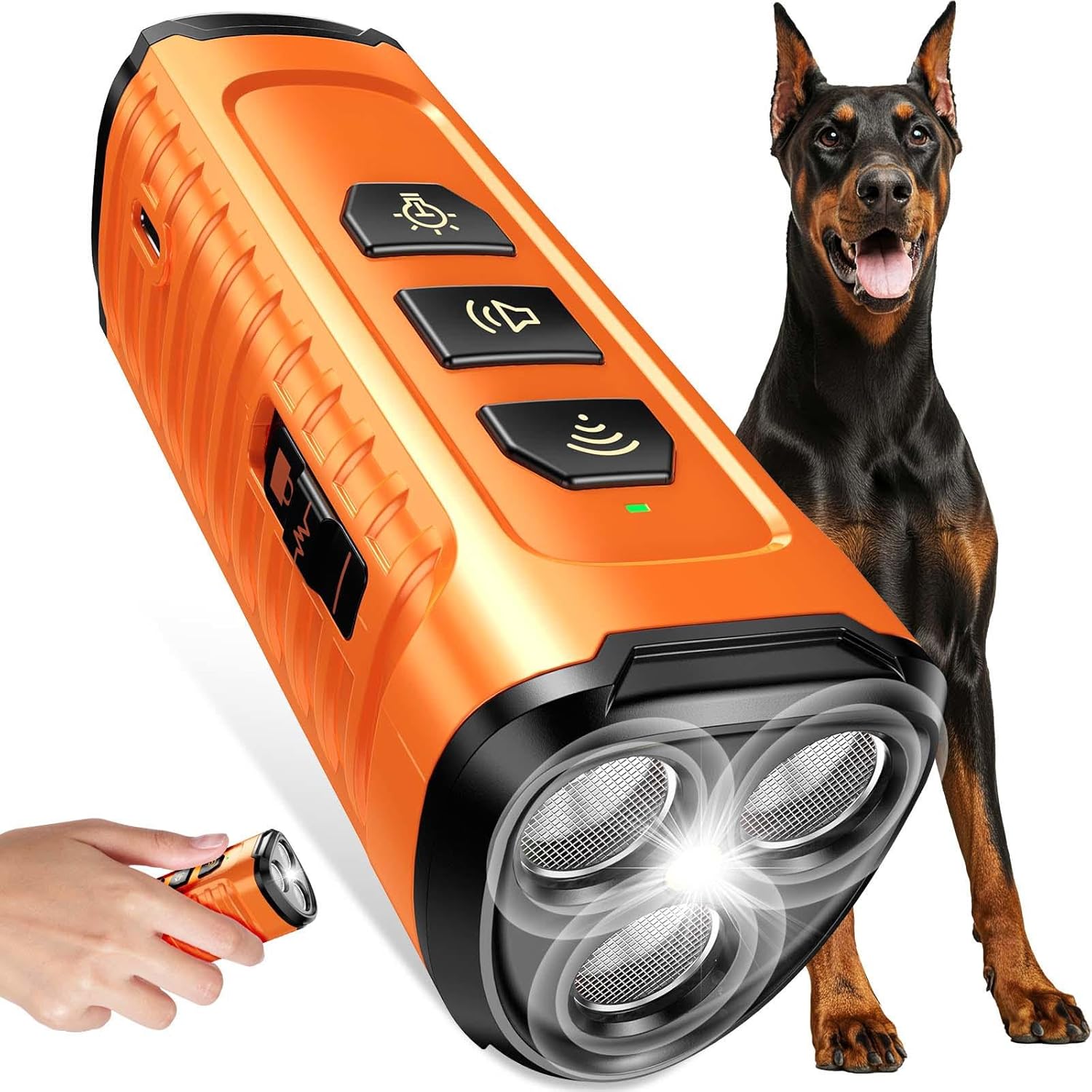 Dog Bark Deterrent Device 3X Anti Barking Device for Dogs, 5 Modes Stop Neighbors Dog Barks No More Safe for All Dogs 50FT Bark Control Indoor Outdoor with Flashlight,Rechargeable Training Device