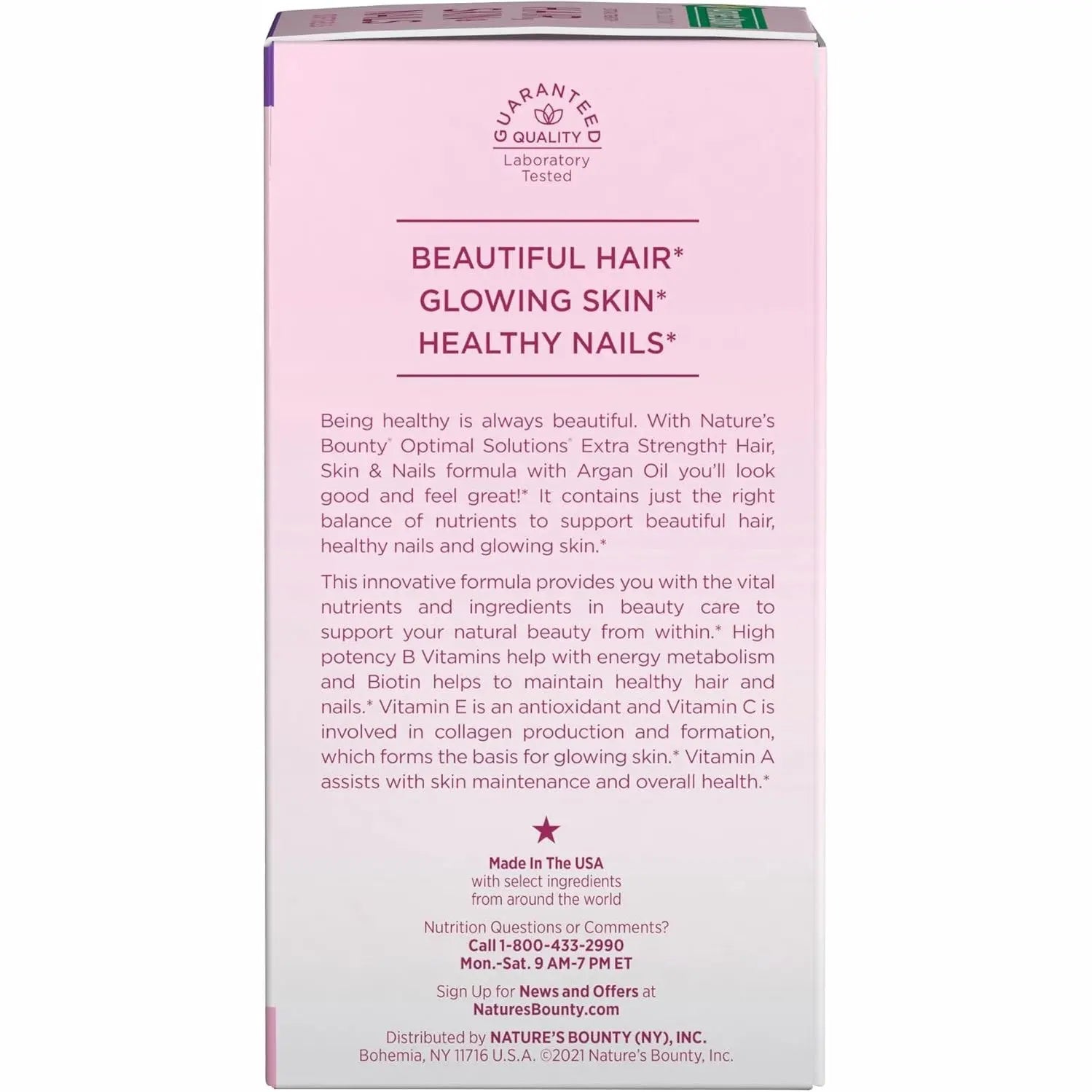 Nature's Bounty Advanced Hair, Skin & Nails, Argan-Infused Vitamin Supplement with Biotin and Hyaluronic Acid, 150 Rapid Release Softgels, 50 Total Servings