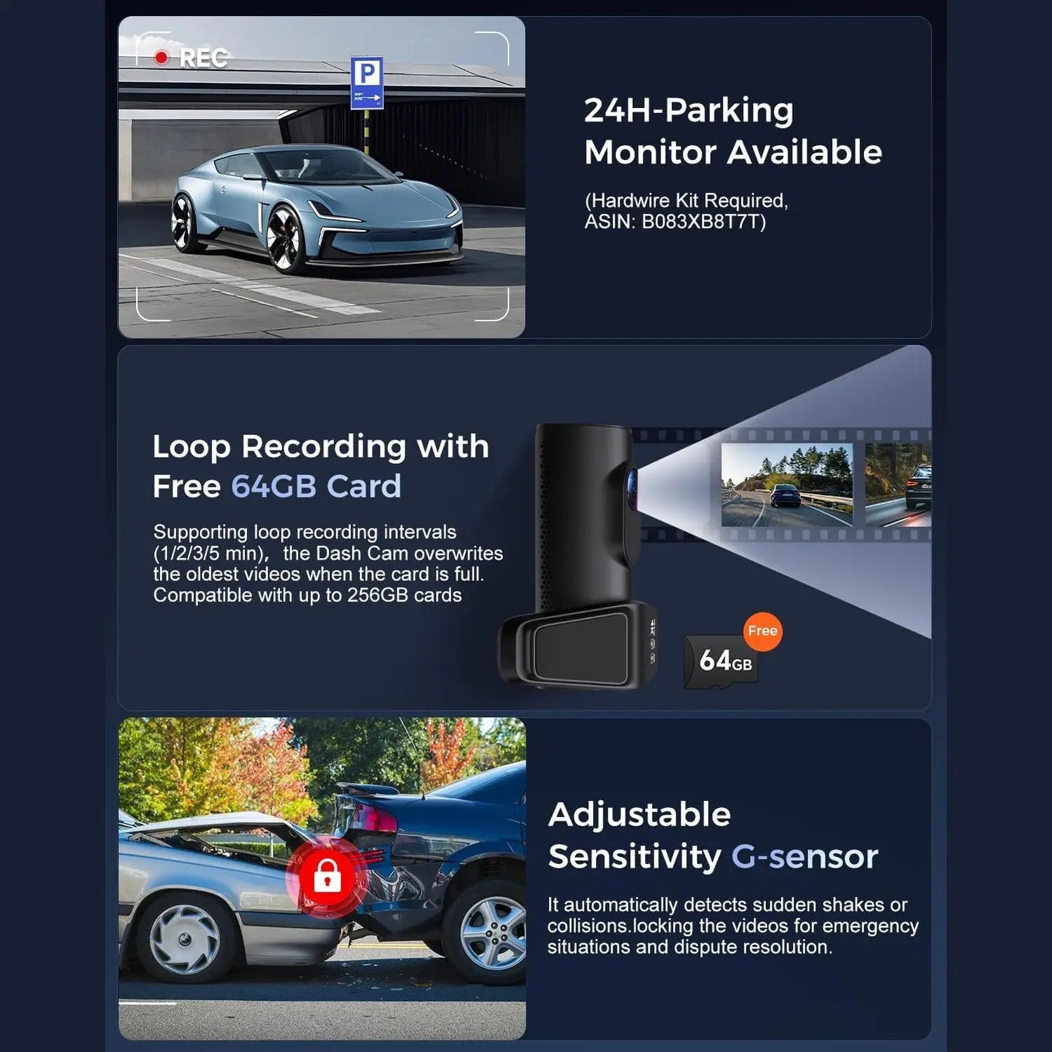 K600 4K Dash Cam Front and Rear, 3.59 Inch IPS Screen, Built-in GPS 5G WiFi Dash Camera for Cars with App, UHD 2160P Night Vision Free 32G SD Card, 170° Wide Angle, HDR, 24H Parking Mode