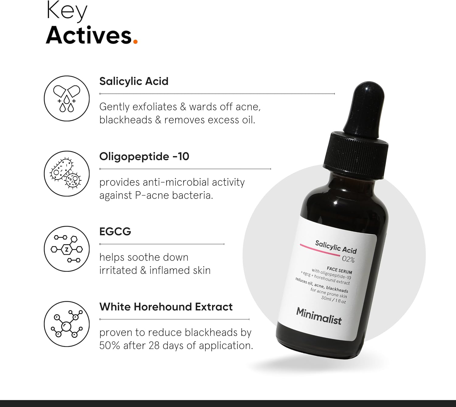 Minimalist 2% Salicylic Acid Serum For Oily Skin | Helps With Open Pores, Breakouts, Blackheads & Bumpy Texture | BHA Based Exfoliant for Oily Skin | 30ml