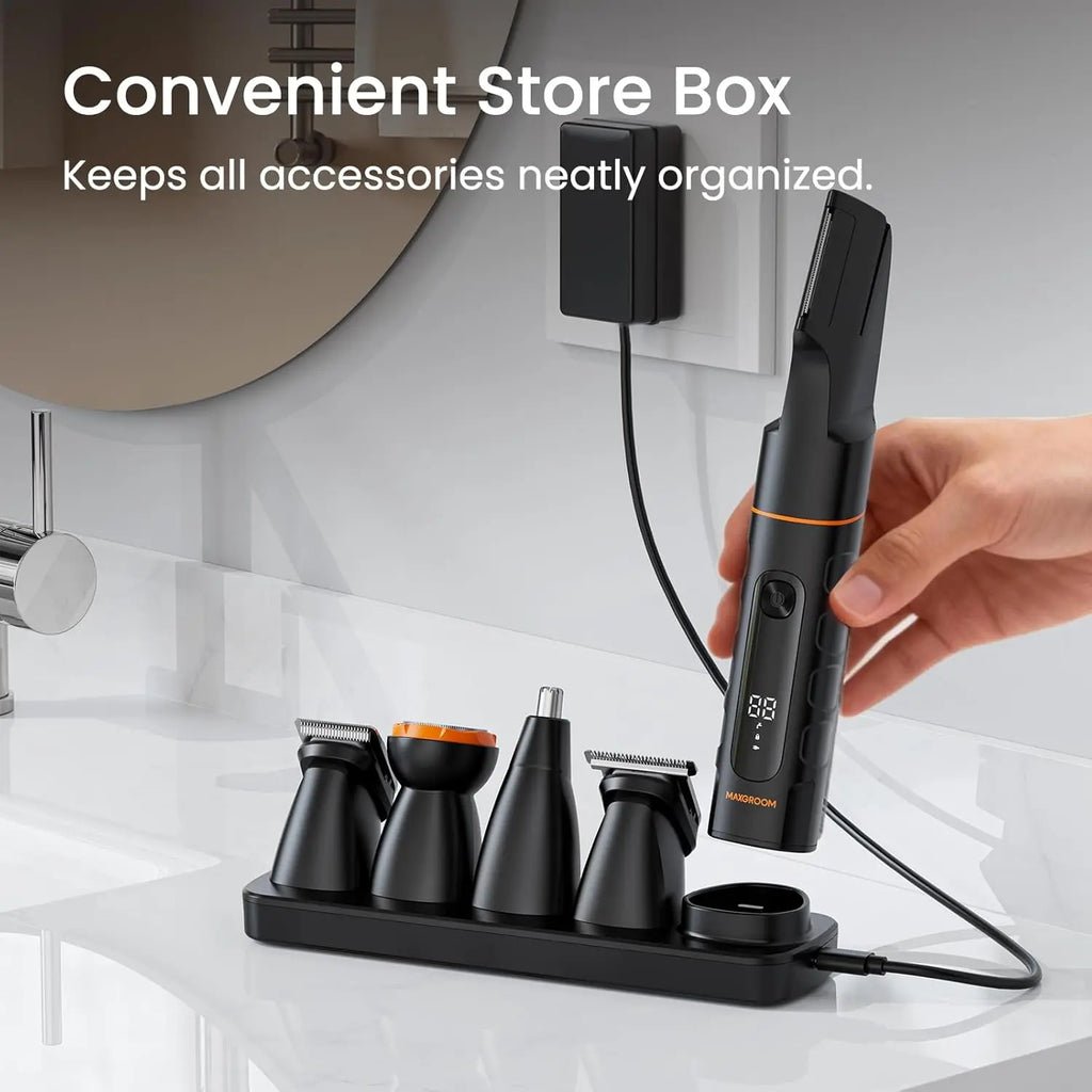 MAXGROOM grooming kit with LED display and organized storage case