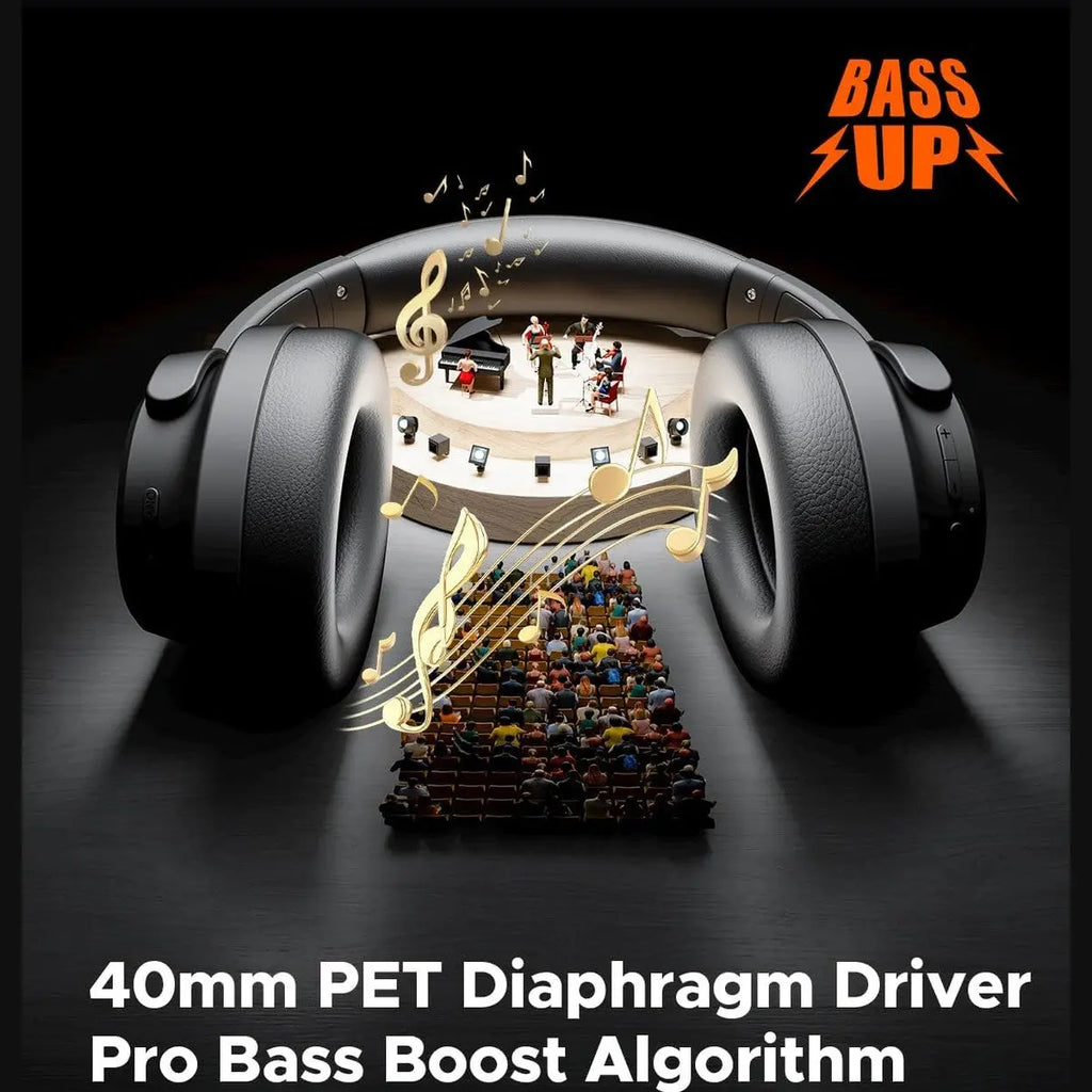 TRUEFREE Over Ear Wireless Headphones, Bluetooth 6.0 Hybrid Active Noise Cancelling Headphones, 125H Playtime, 40mm Driver, Deep Bass, Transparency Mode, Multipoint Connection & App Customize EQ