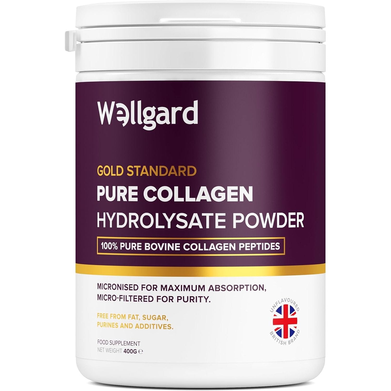 Wellgard Collagen Powder, Bovine Collagen Peptides Powder - High Levels of The 8 Essential Amino Acids, Collagen Supplement, Halal & Kosher, Made in UK