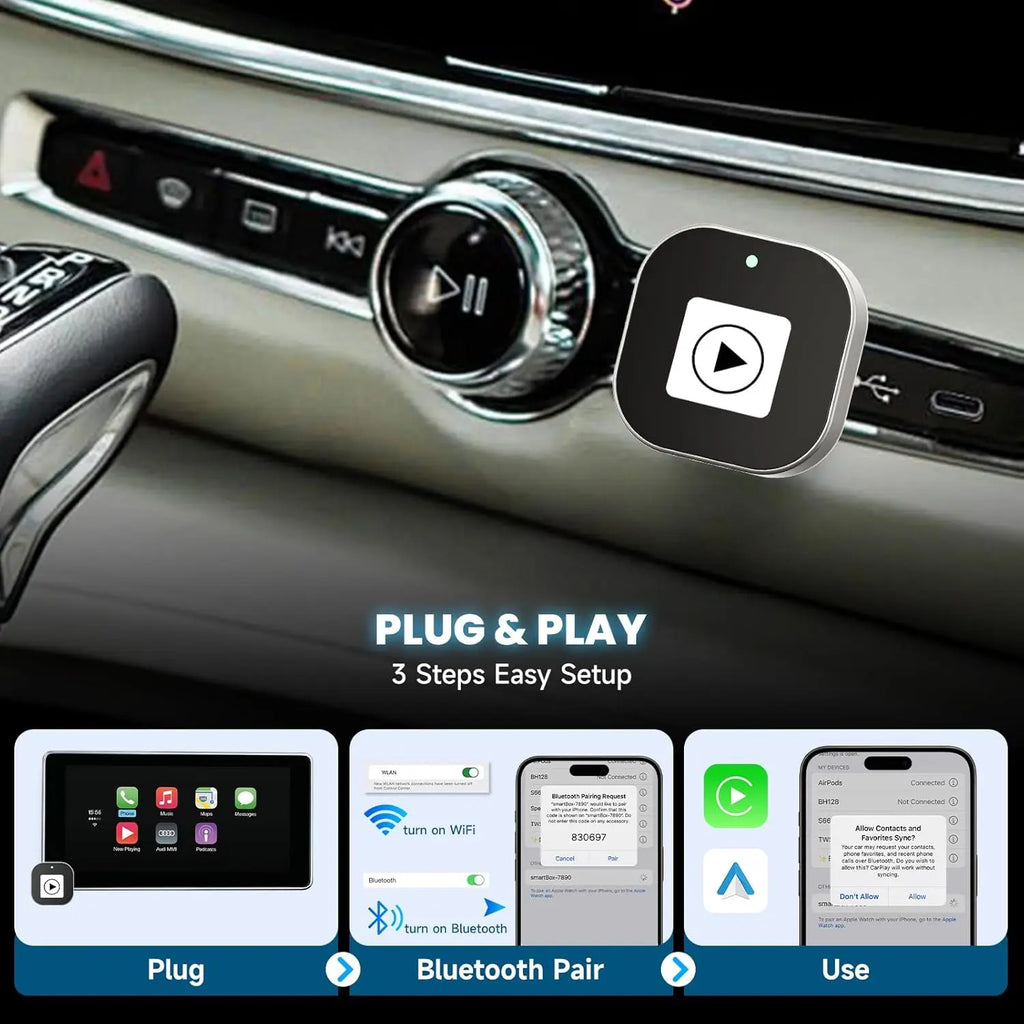 Plug and play setup guide for Spedal CL322 wireless CarPlay adapter