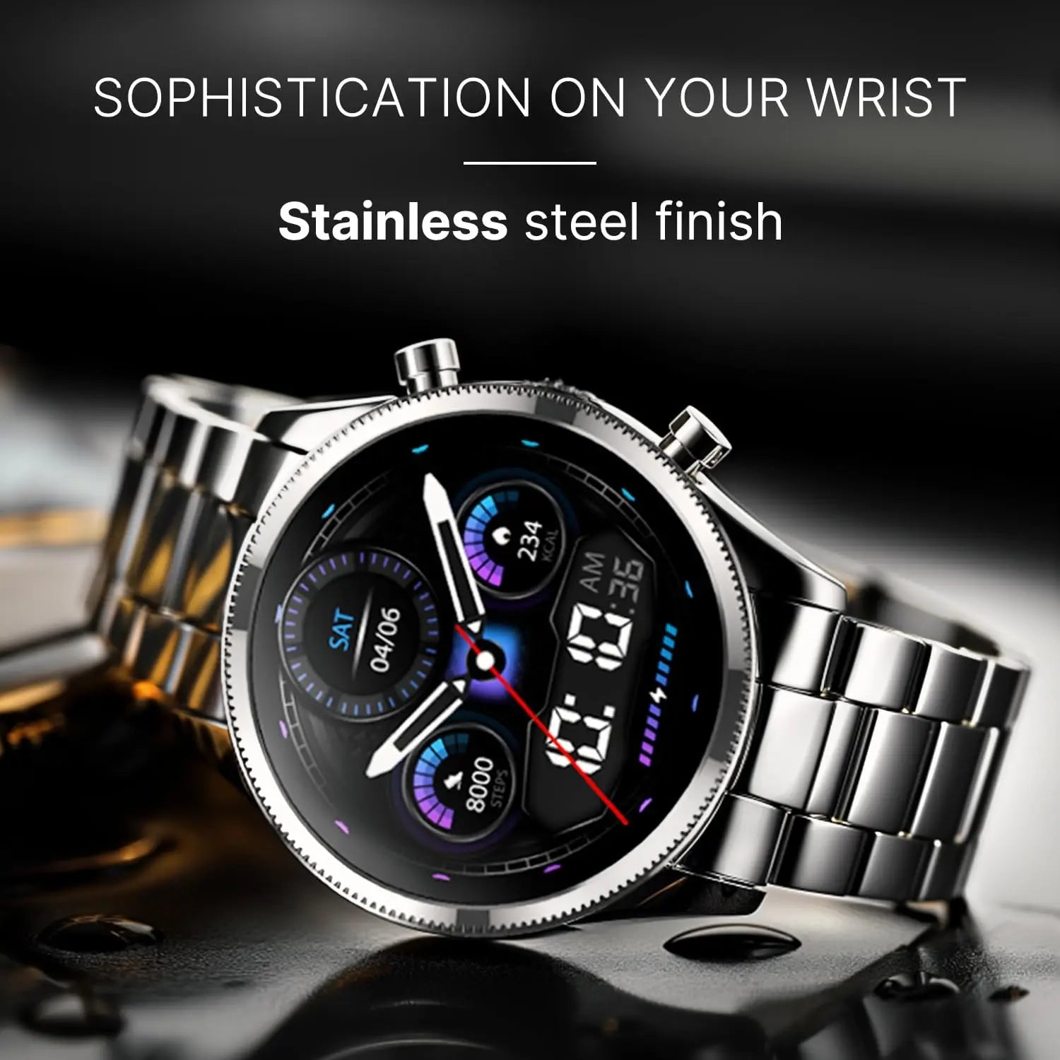 Noise Halo Plus Elite Edition Smartwatch with 1.46 Inch Super AMOLED Display, Stainless Steel Finish Metallic Straps, 4-Stage Sleep Tracker, Upto 7 Days Battery, Effortless Communication
