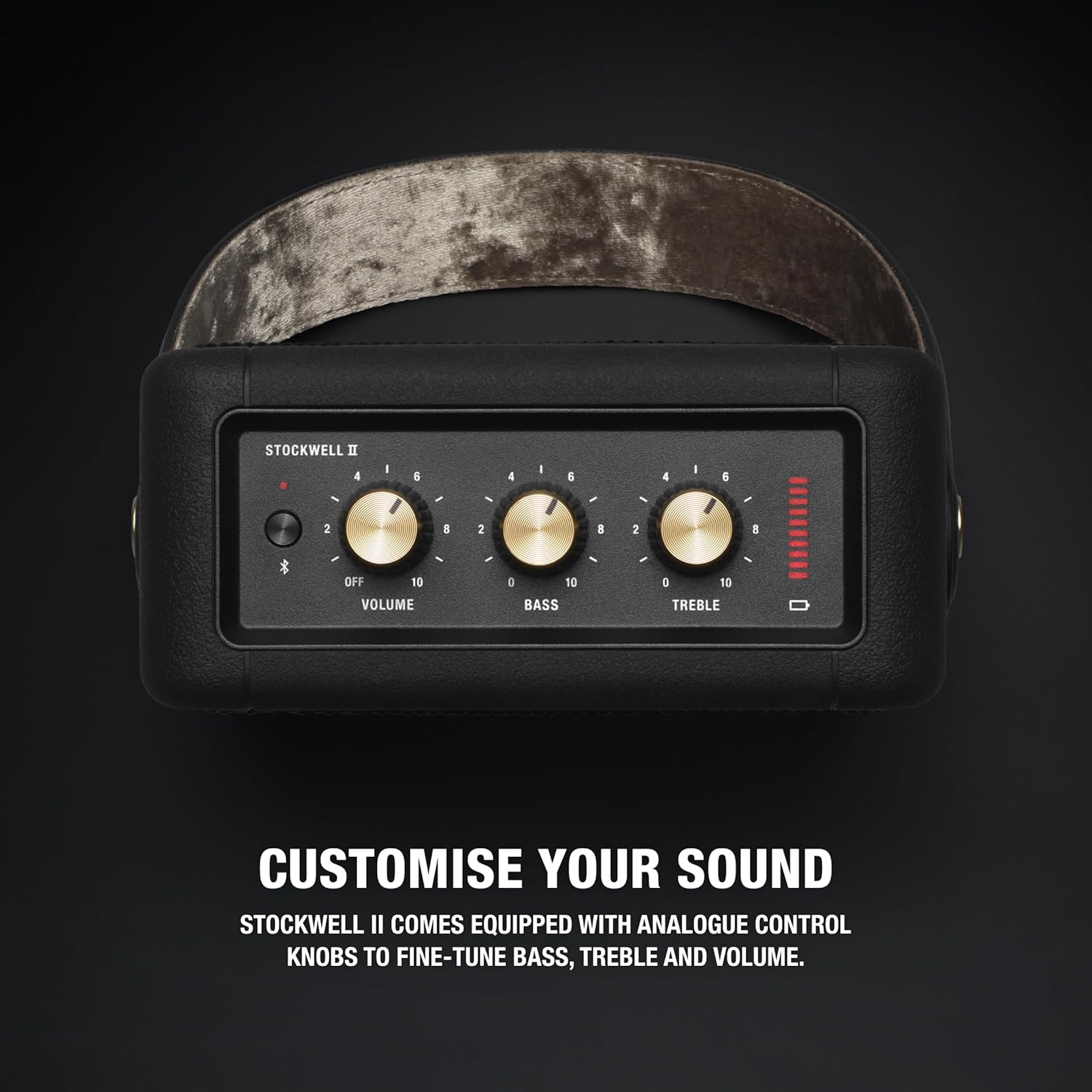 Marshall STOCKWELL II Portable Bluetooth Speaker with 20+ Hours of Playtime — Black & Brass (2 Year Warranty)