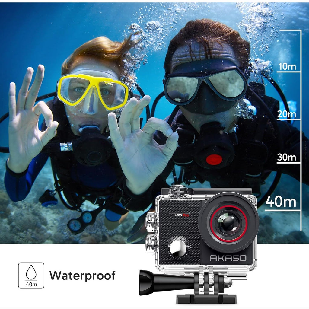 AKASO Action Cam 4K30FPS 20MP with Floating Handle and Bag WiFi 40M Underwater Camera Waterproof Ultra HD Touchscreen Adjustable Wide Angle Ice Action Cam with 2.4G Remote Control