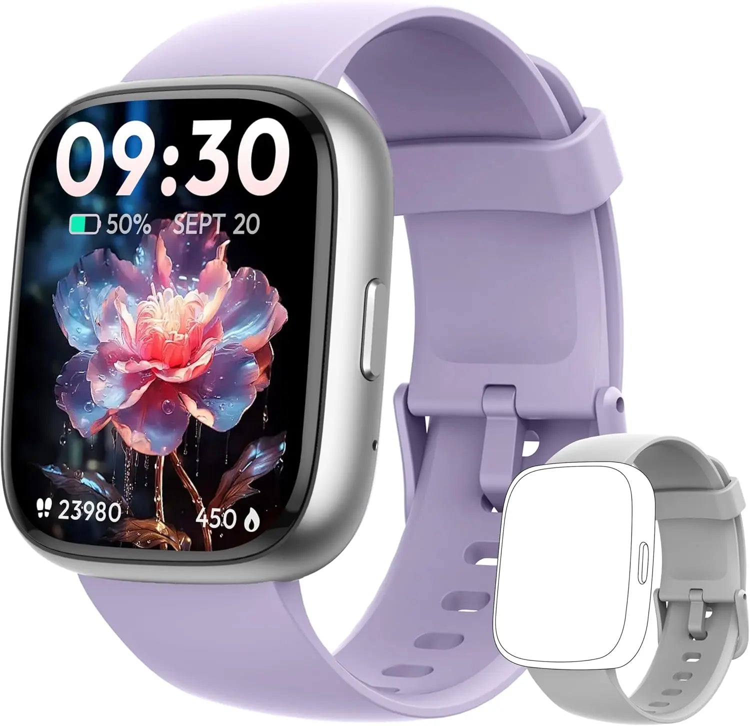 LODIMEKE Smart Watch, Alexa Smartwatch Women Men [2 Bands, 44mm case] Make/Answer Call, HR SpO2 Sleep Stress Monitor Fitness Tracker, IP68 Waterproof Step Counter Watch for Android & iOS Phone