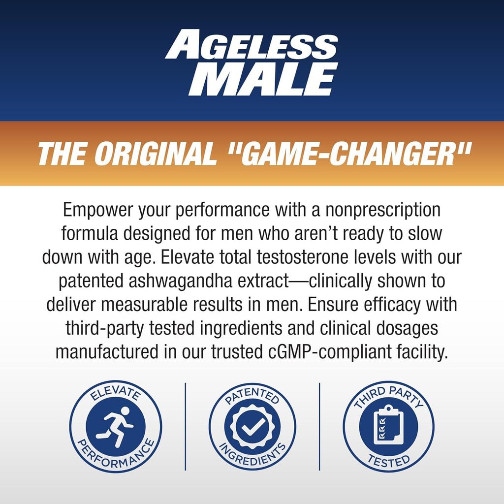 Ageless Male Max Total Testosterone Booster Supplement for Men, 60 Caplets