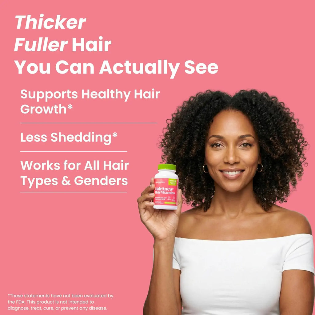 Hair Growth Vitamins for Women & Men for Faster Hair Growth, Vegan, 60 Capsules - 11 Ingredients & 5000mcg Biotin for Thicker Fuller Stronger Locks + Skin & Nail Health - Naturenetics HairAnew