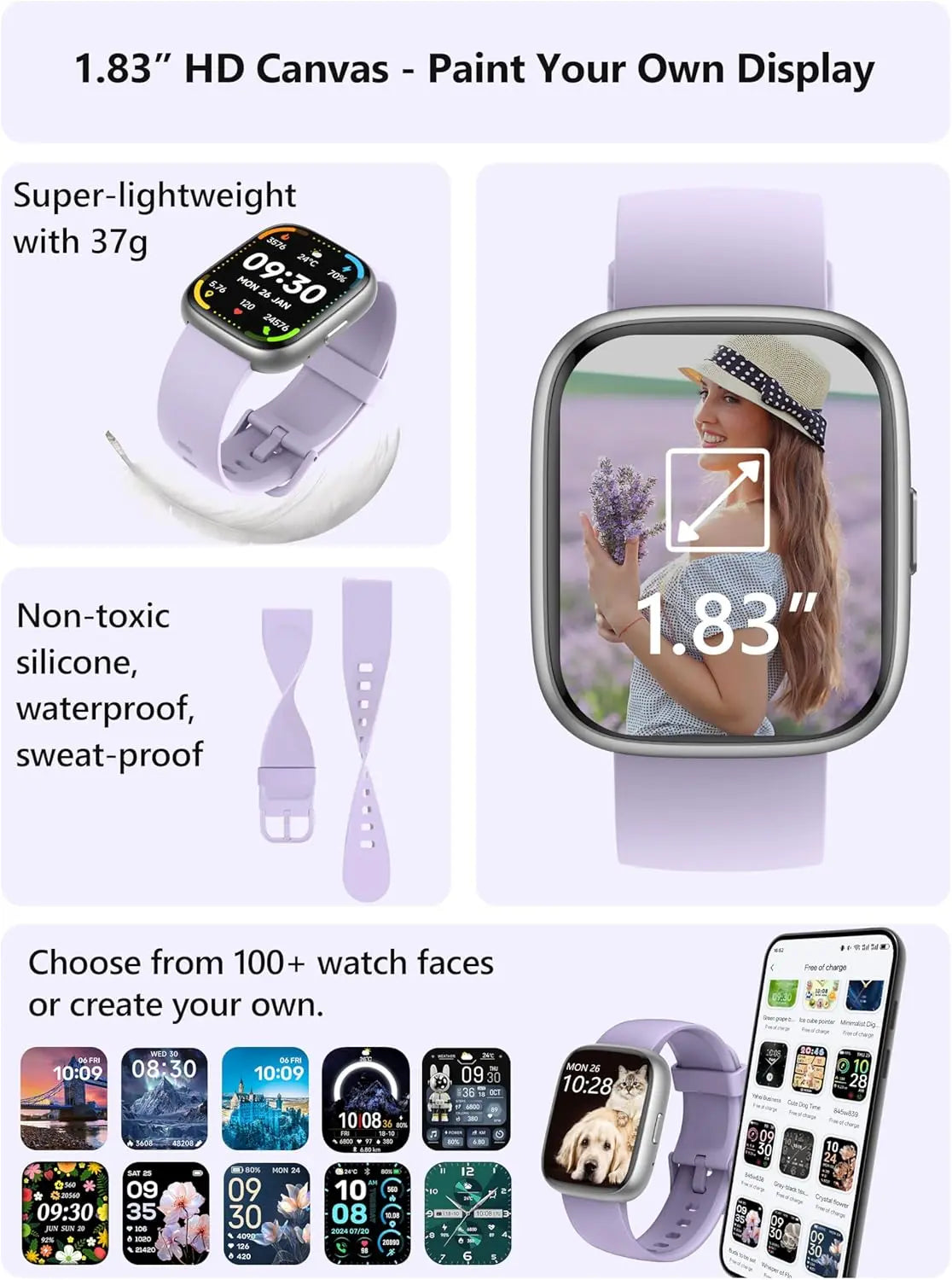 LODIMEKE Smart Watch, Alexa Smartwatch Women Men [2 Bands, 44mm case] Make/Answer Call, HR SpO2 Sleep Stress Monitor Fitness Tracker, IP68 Waterproof Step Counter Watch for Android & iOS Phone