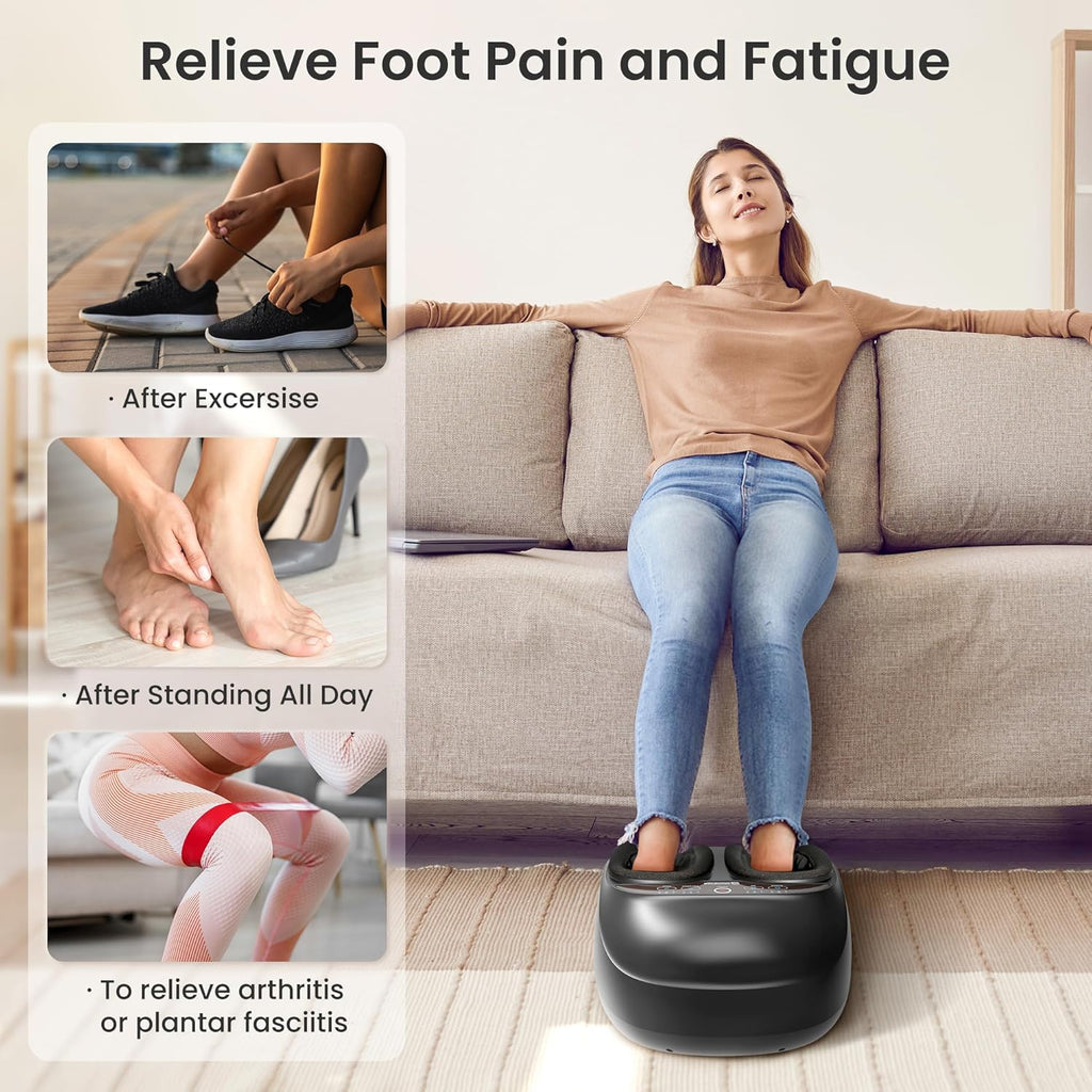 COMFIER Foot Massager with Deep Kneadinng for Pain,Shiatsu Foot Massager with Heat for Plantar Fasciitis,Remote Control,Customizable Settings, Pause Function,Electric Massage Machine Gifts