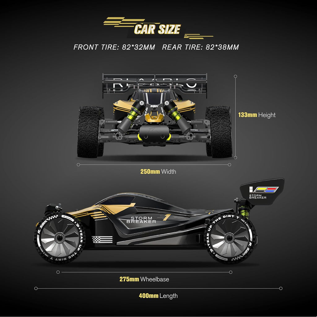 RLAARLO 1/10 Brushless RC Cars, 4×4 Buggy, 50+ MPH, Carbon Fiber, Ages 8+