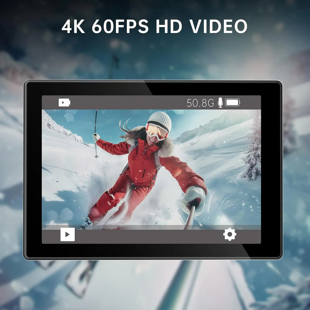 syndesmos Action Cam 4K 60FPS 30MP, 40M Underwater Camera, HD Underwater Camera Snorkelling 2 LCD Screens, Waterproof Ice Touchscreen Action Cam with 64GB Card, 2.4G Remote Control, Accessory Kit