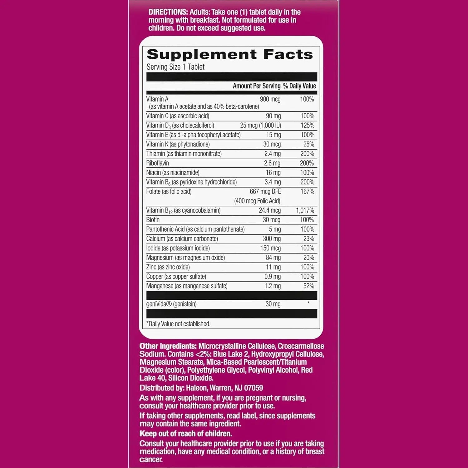 Centrum Complete Multivitamin Supplement + Hot Flash Support Menopause Support Tablets, with Clinically Studied geniVida, 30 Count