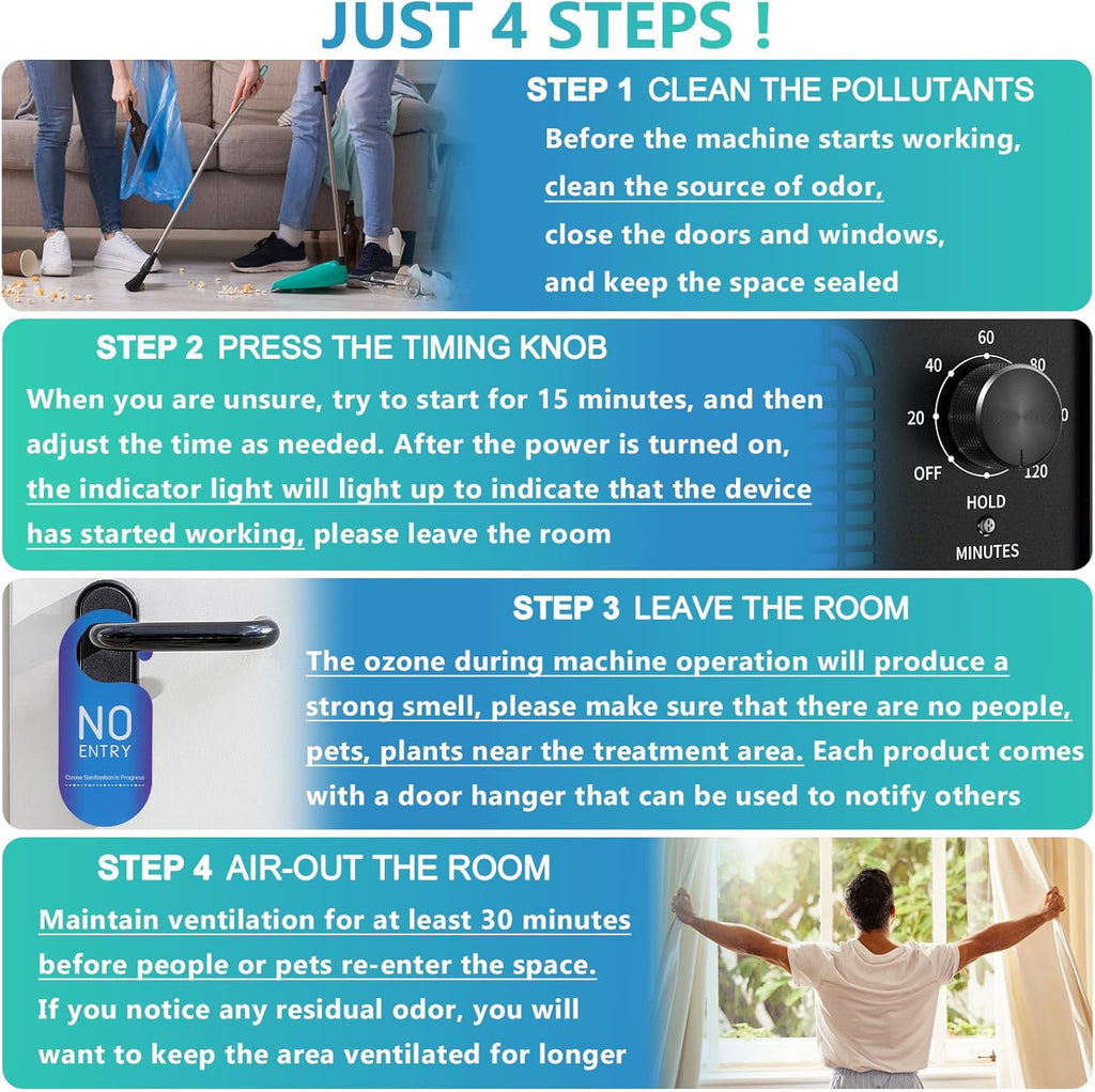 ODUOD Ozone Generator 40000mg/h, Ozone Machine Ionizer-High Capacity Ozone Odor Eliminator for Car/Home/Smoke/Pet Odor(Black)