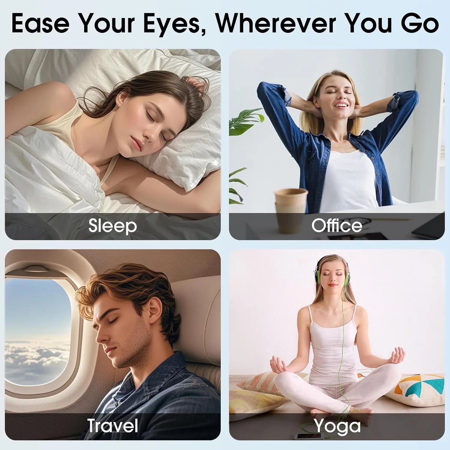 Heated Eye Mask, BOYUNSHI Cordless Eye Mask for Dry Eyes and Fatigue, 3 Heat Levels Rechargeable Warm Eye Compress with Adjustable Strap, Ideal Gifts for Women & Men, Sleep, Travel, Washable