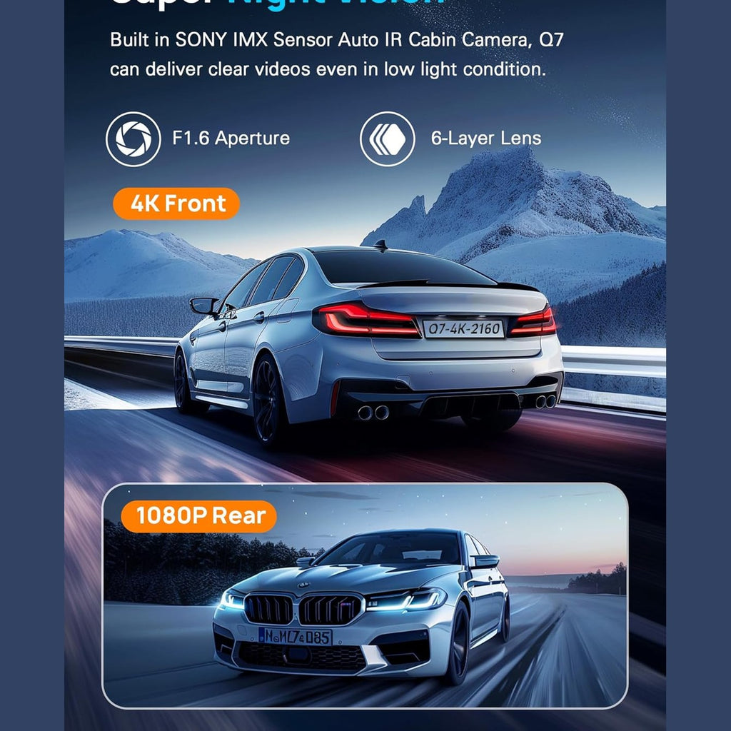 Navycrest 5G WiFi Dash Cam Front and Rear with 64GB Card, Dash Camera for Cars 2.5K/1440p Front and 1080P Rear, Dashcams for Cars Loop Recording, Gravity Sensor, 24Hours Parking Mode, Silver