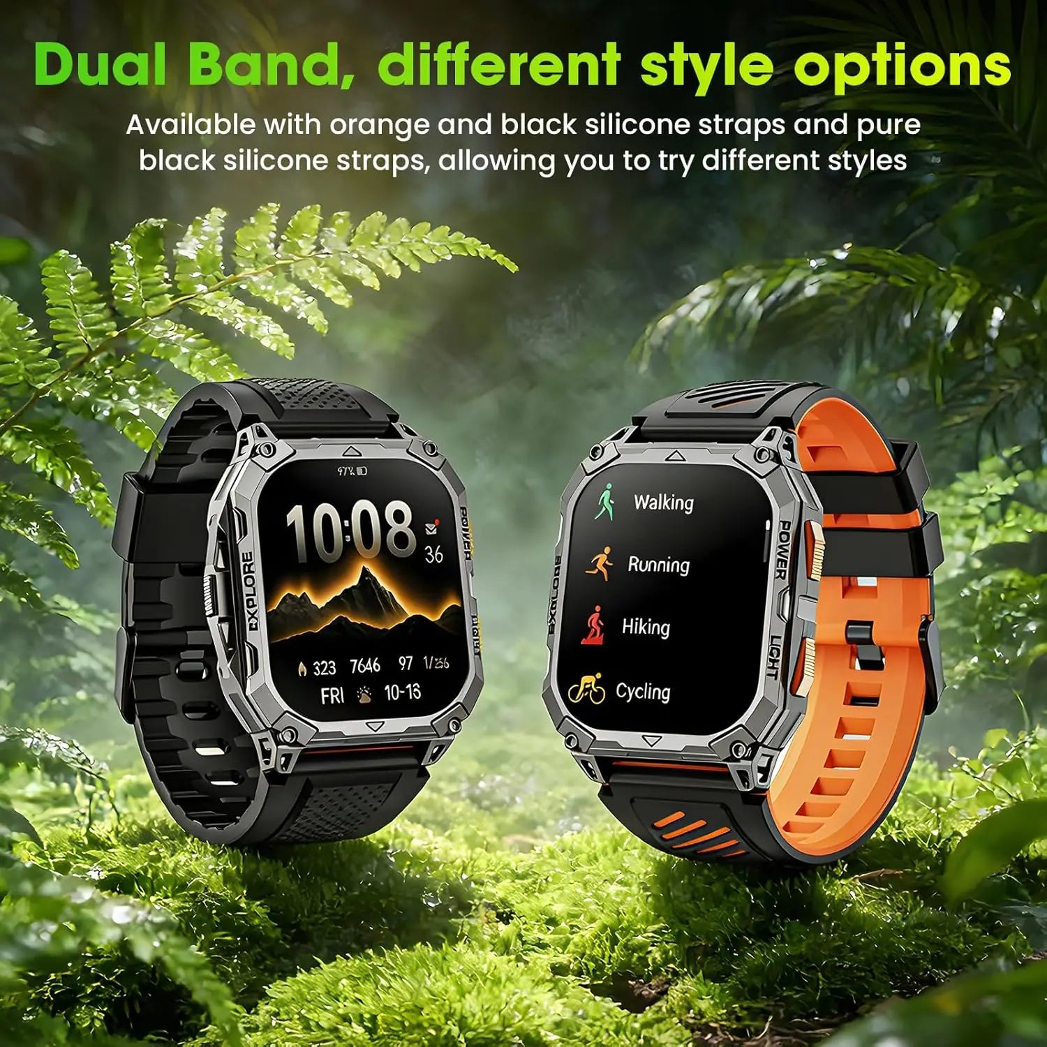 Military Smart Watch for Men, 2.01" HD Fitness Tracker with 100-Day Battery, Bluetooth Call,IP68 Waterproof, Heart Rate/Sleep/SpO2/Stress Monitor, 120+ Sports Modes for Android and iPhone