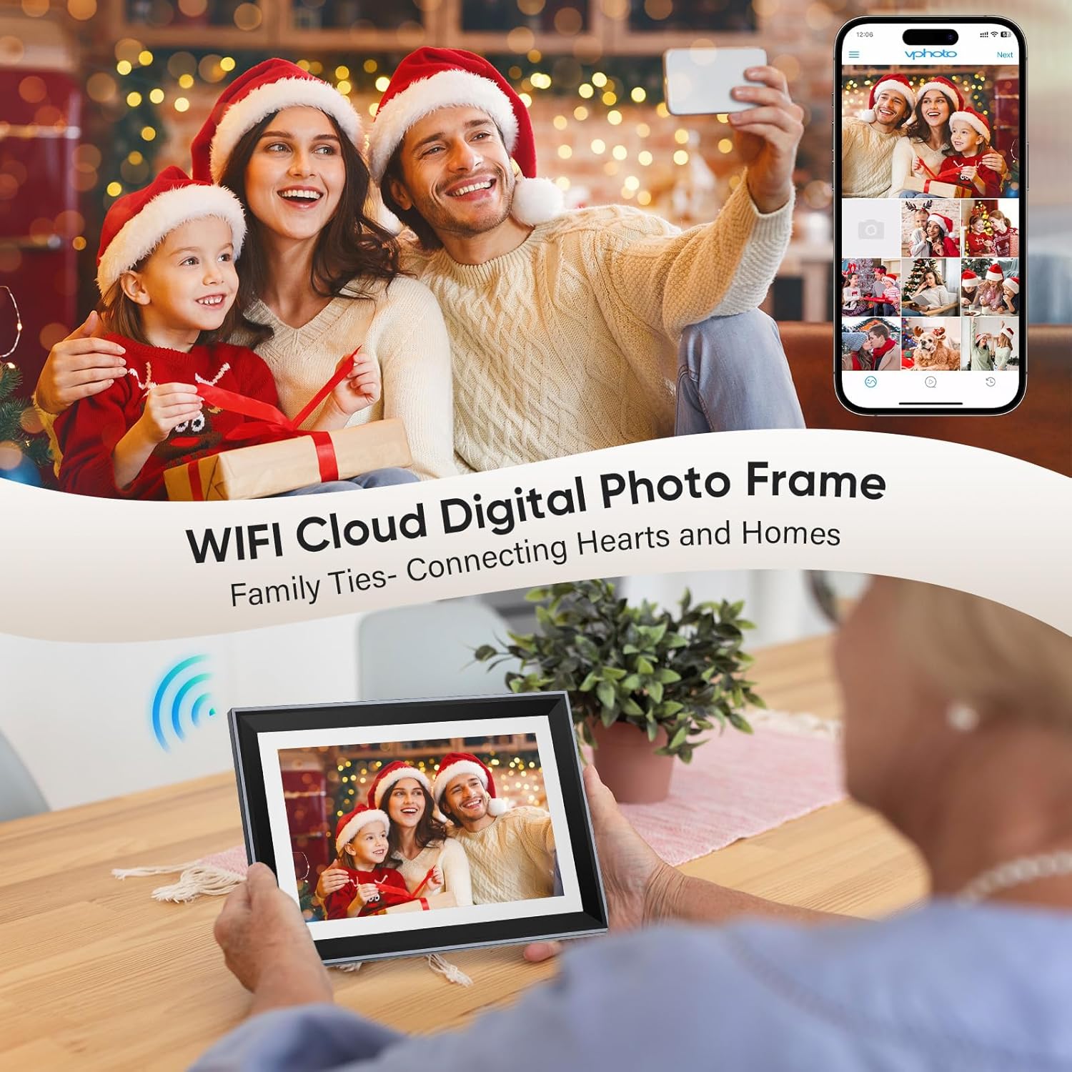 FamBrow 10.1 Inch WiFi Digital Photo Frame, Electronic Picture Frame with 16GB Storage+32GB Card, Digital Picture Frame with 1280x800 HD IPS Touch Screen, Instant Photo/Video Sharing via App