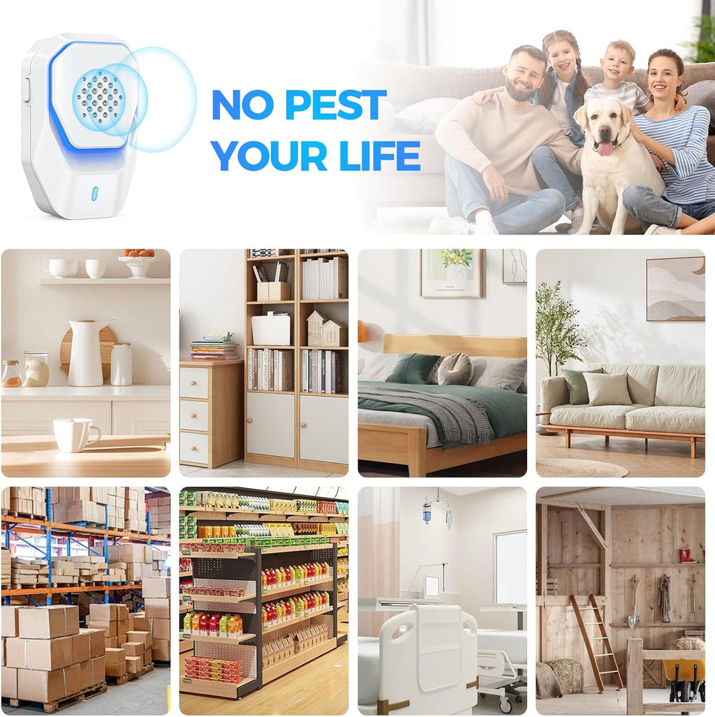 6 Packs Ultrasonic Pest Control Repeller, Electronic Spider Repellent Indoor for Insect Roaches Rodent Ant Bug Mosquito Mouse Repellent Plug in for House Kitchen Garage Warehouse