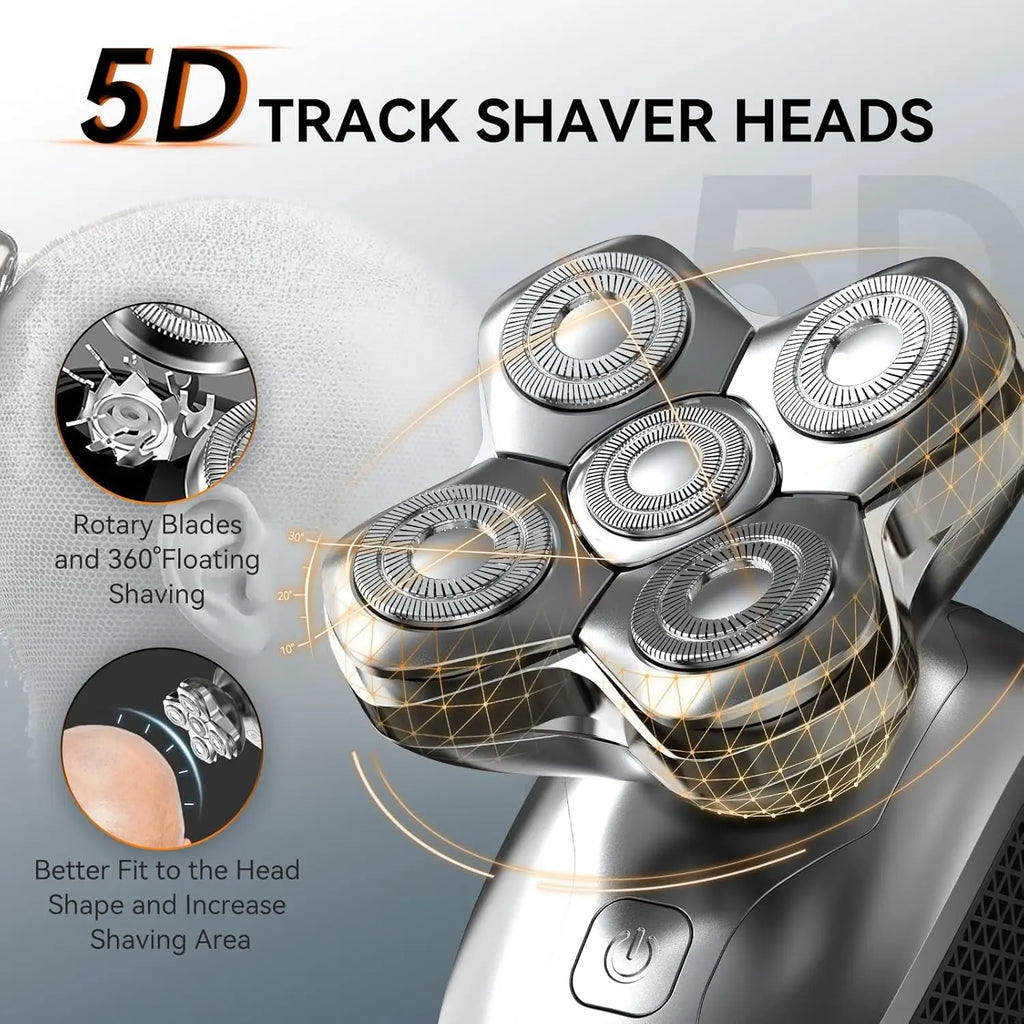 MAXGROOM 5D Floating Head Bald Head Shaver – Precision Grooming, Waterproof, LED Display, Travel Lock, High-Powered Motor. Unlock The Perfect Shave
