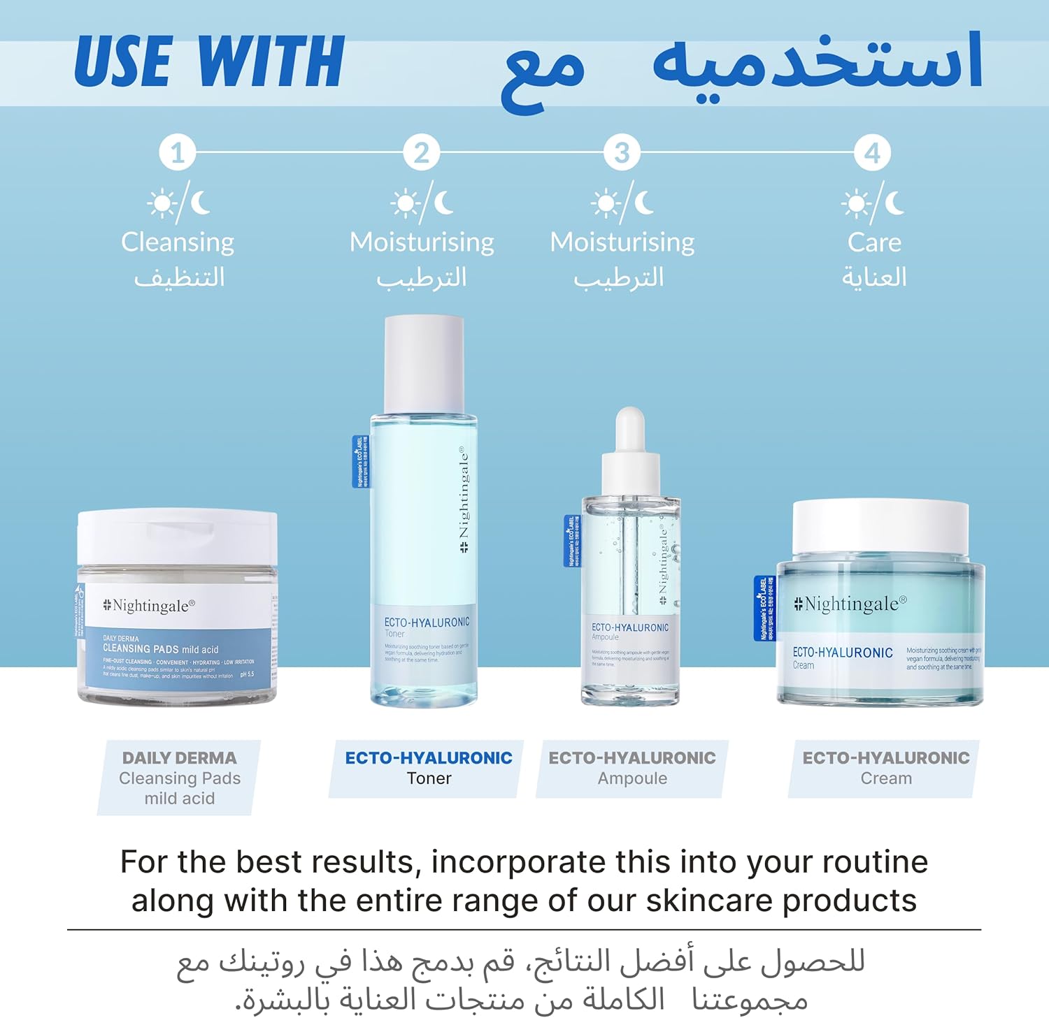 Nightingale ECTO Hyaluronic Hydrating Toner 200ml - Korean Skin Care Moisturizing & Brightening Treatment with Alantoin & CECA - Hypoallergenic, Cruelty Free, Natural Ingredients for Sensitive Skin