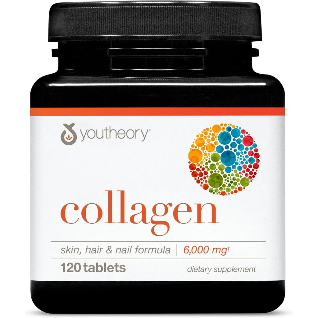 Youtheory Advanced Collagen - 6,000 mg - with Vitamin C - for Hair, Skin & Nails* - Collagen Supplements for Women and Men (120 Tablets)