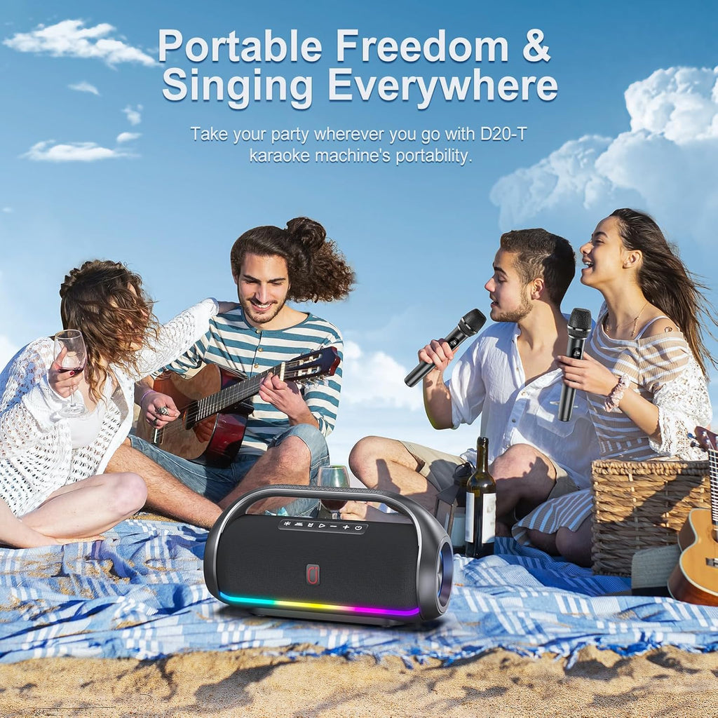 JYX Portable Bluetooth Speaker Wireless: IPX5 Waterproof Speaker Boom Music Box with Disco Light for Indoor Outdoor Parties, Powerful Bass Stereo Sound Loud Speaker Support USB/TF Card/AUX/FM/Rec