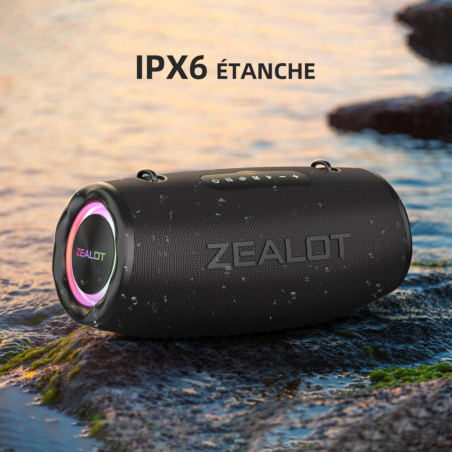 ZEALOT Bluetooth Speaker, 80W Bluetooth Speaker with Boost Bass, Waterproof IPX6, LED Light, Power Bank, Bluetooth 5.2, Outdoor, Camping Bluetooth Speaker