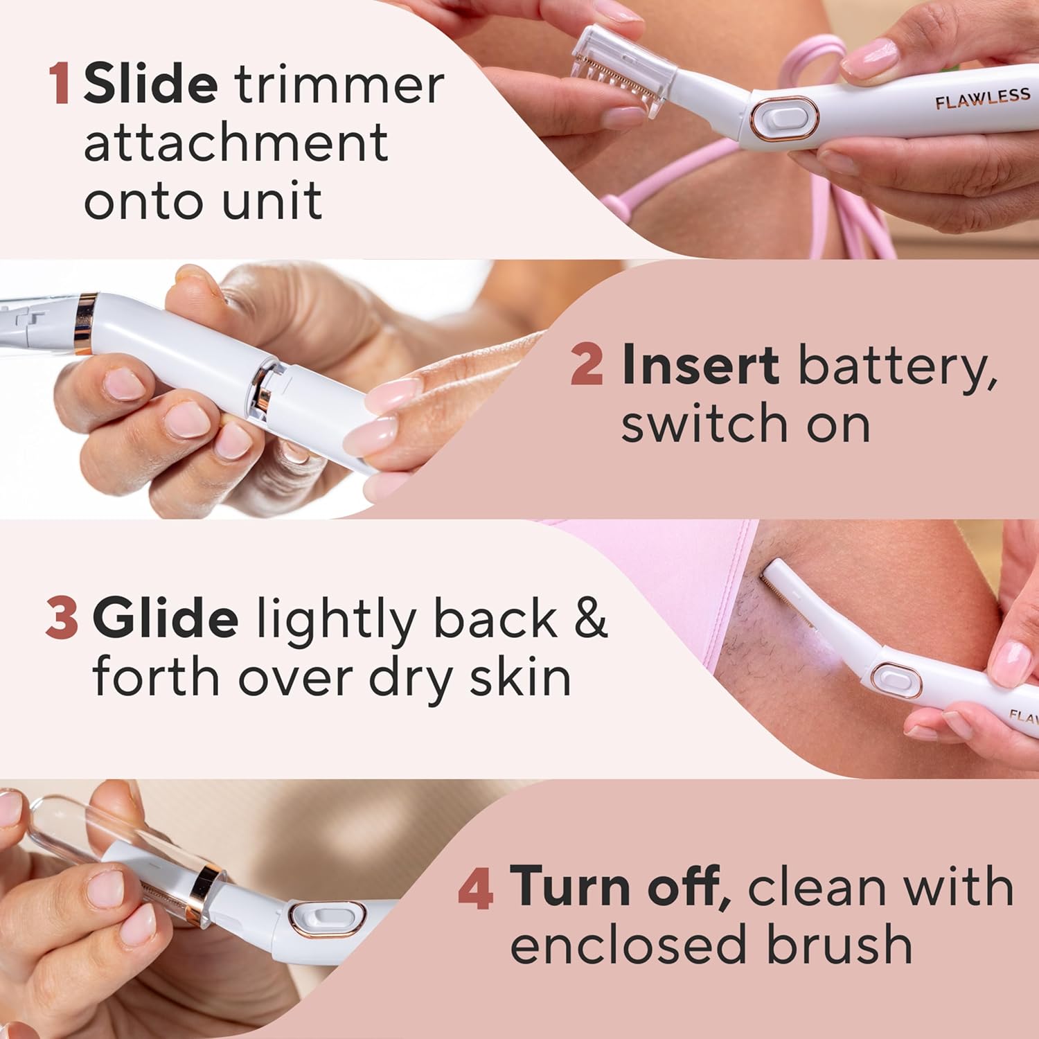 Finishing Touch Flawless Bikini Shaver and Trimmer Hair Remover for Women, Dry Use Electric Razor, Personal Groomer for Intimate Ladies Shaving, No Bump, Smooth Shave