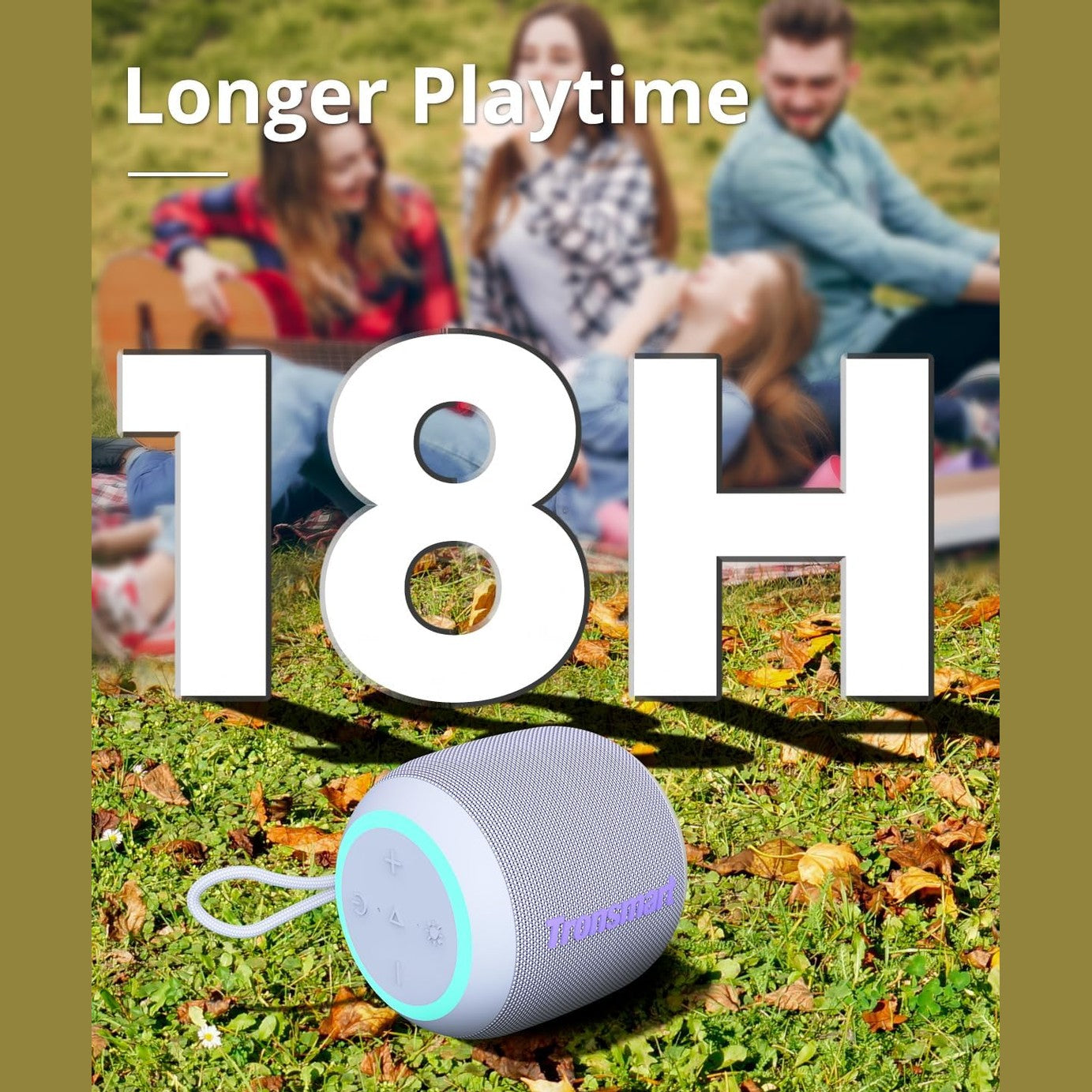 Tronsmart T7 Mini Portable Compact Bluetooth Speaker with Lights, Bluetooth 5.3, 15W, 18 Hours Playtime, 360° Stereo Sound, IPX7 Waterproof, for Home, Outdoor, Travel, Purple