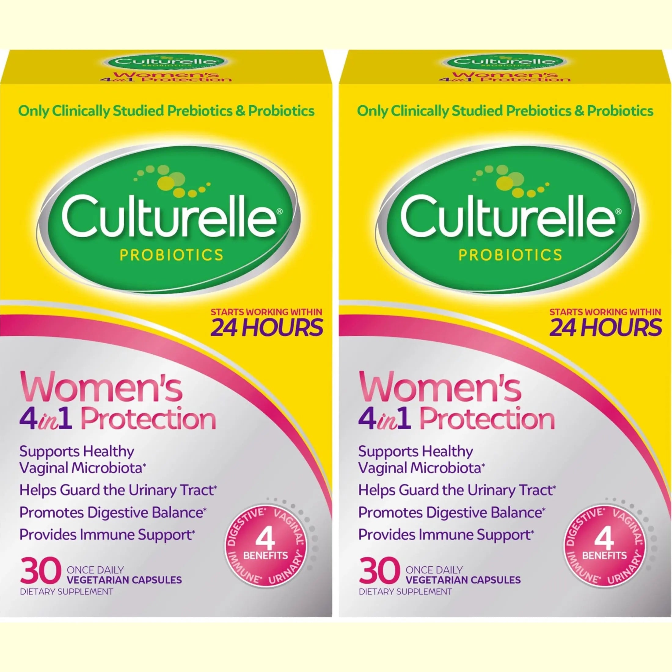 Culturelle Probiotics for Women with Prebiotics - 4-in-1 for Vaginal, Digestive, Urinary & Immune Health - pH Balance, Bloating & Gas Relief - Daily Vegetarian Capsules, Non-GMO - 30 Count
