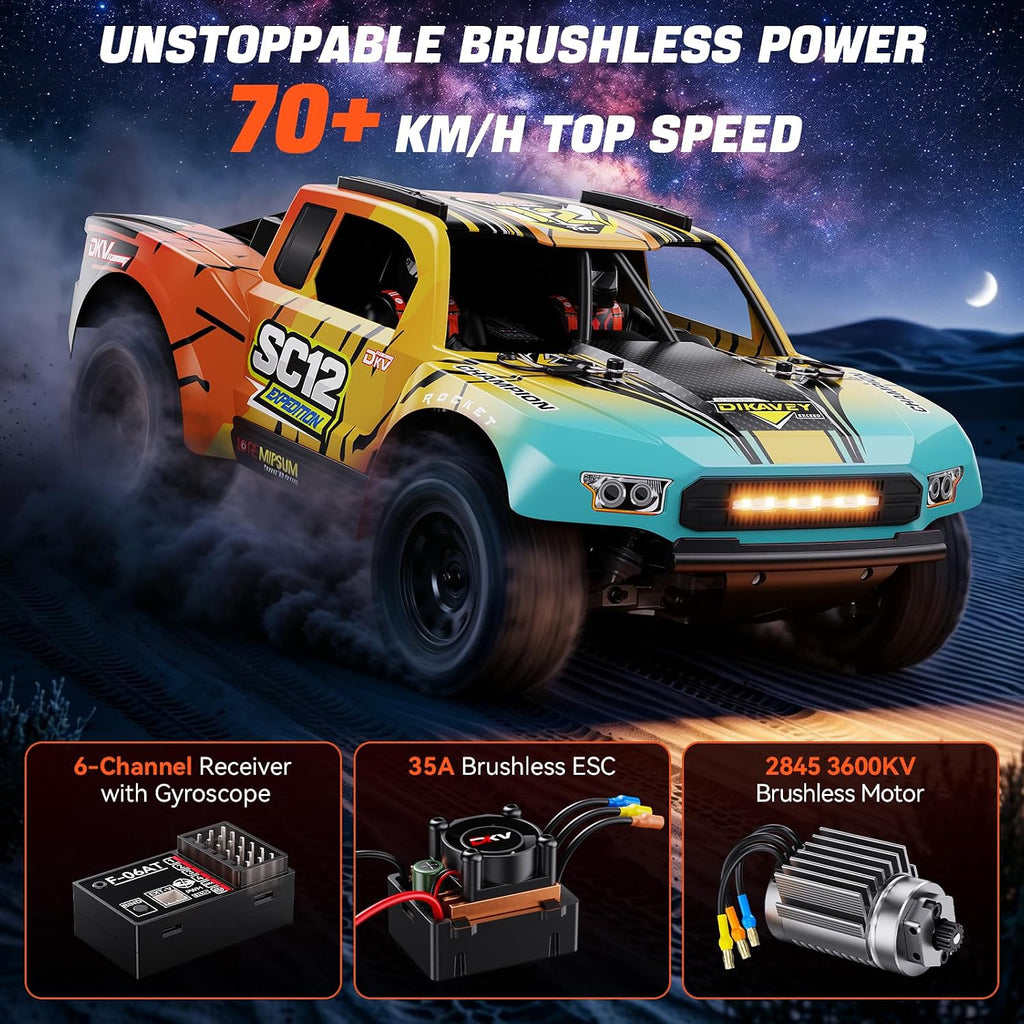 1/12 Brushless Remote Control Car RTR, Rc Drift Short-Course Truck