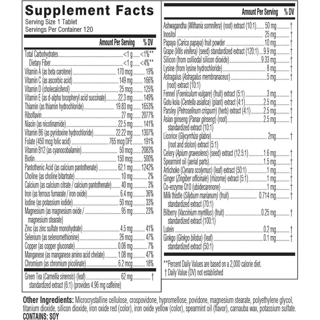 Swisse Daily Multivitamin for Women | 47 Vitamins, Antioxidants and Minerals + Adaptogens | Energy, Stress & Immune Support | Womens Multivitamin Supplement | 120 Tablets / 4 Months Supply