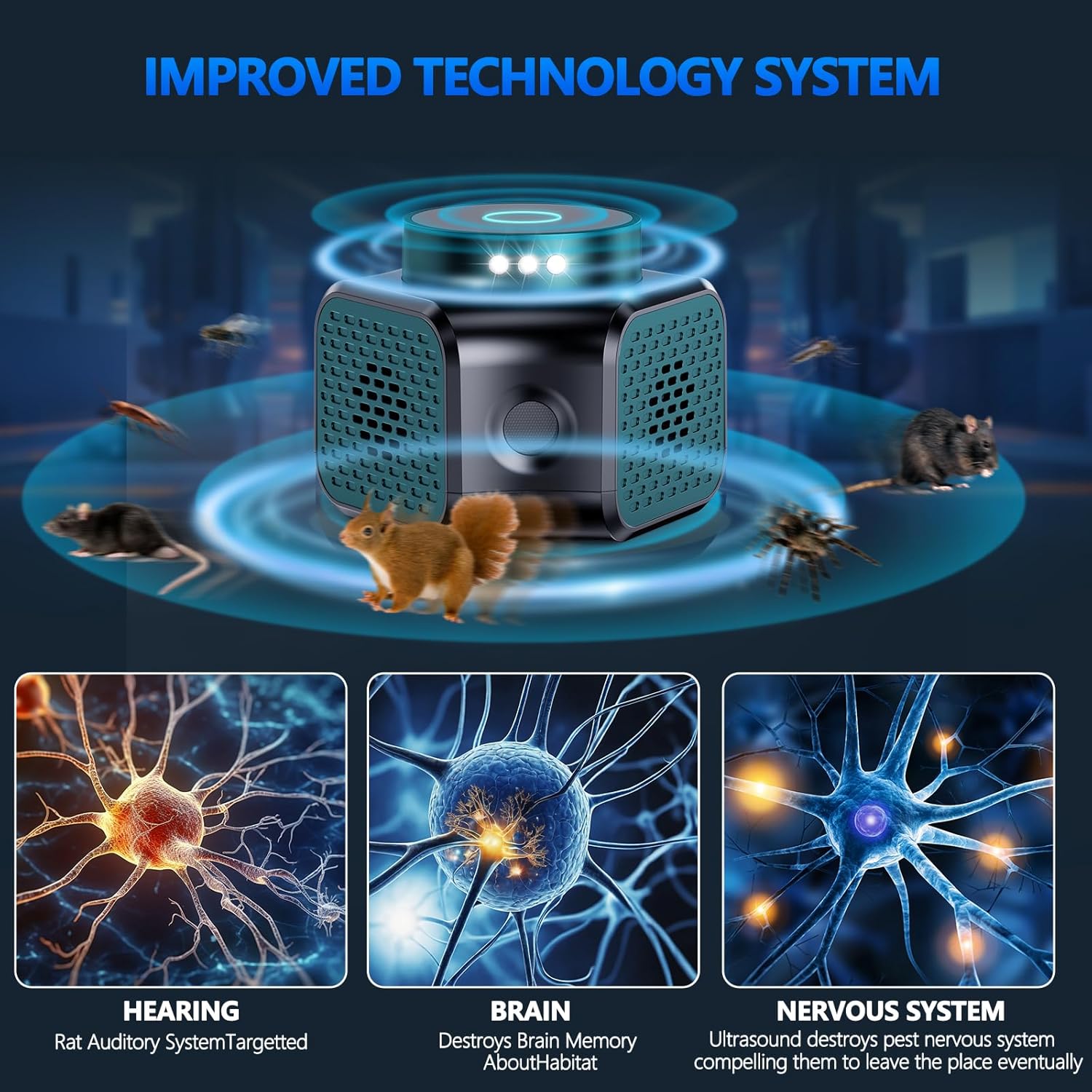 LJCMN Mouse Repellent Ultrasonic Plug in, Mice Repellent Indoor Rodent Squirrel Deterrent Device for Home Attic Garage