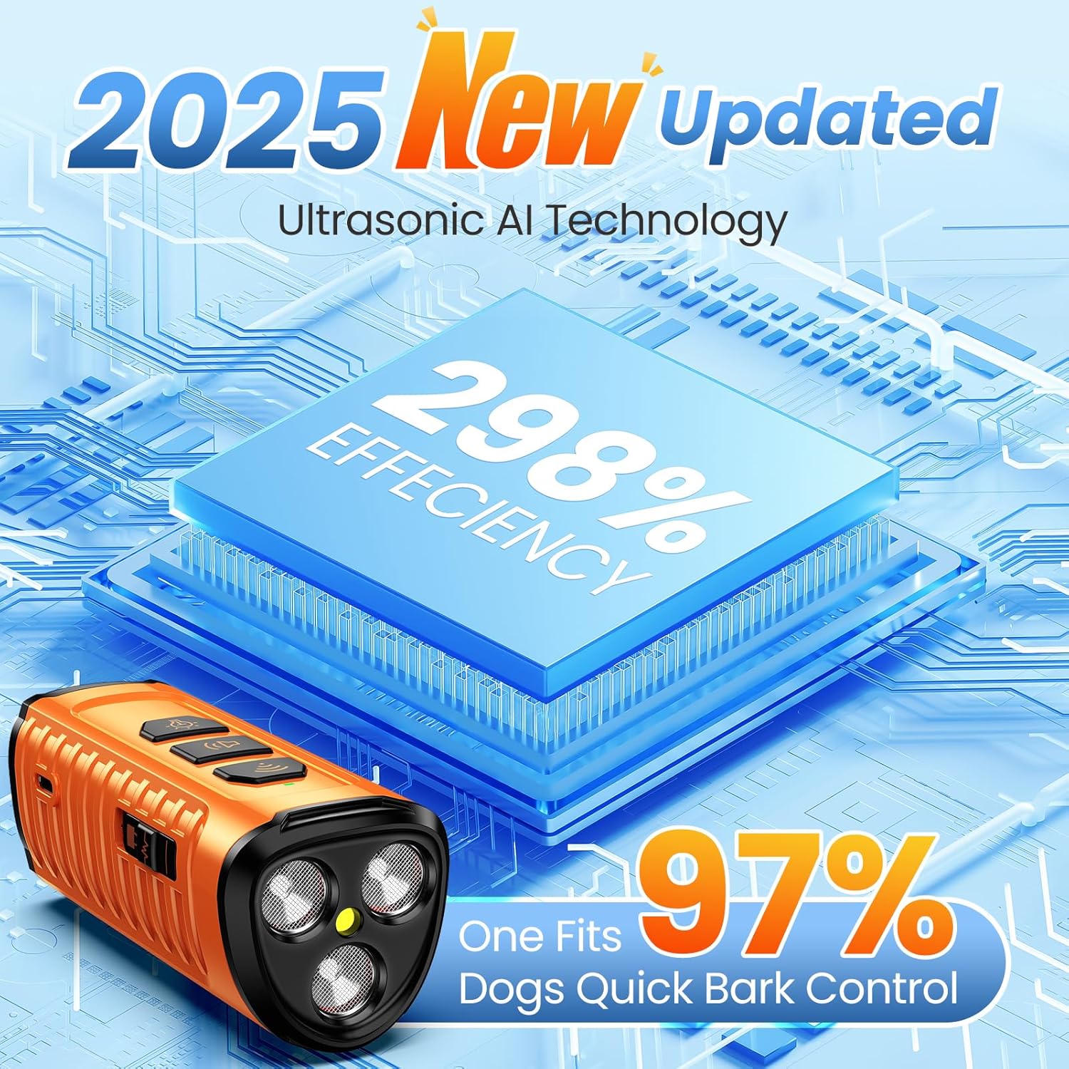 Dog Bark Deterrent Device 3X Anti Barking Device for Dogs, 5 Modes Stop Neighbors Dog Barks No More Safe for All Dogs 50FT Bark Control Indoor Outdoor with Flashlight,Rechargeable Training Device