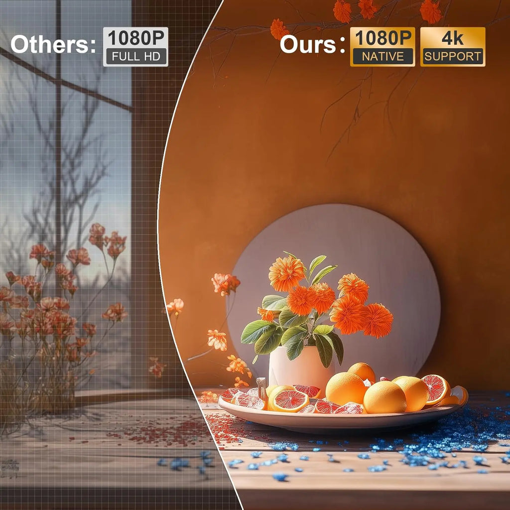 XuanPad native 1080P vs 4K support comparison showing vibrant flower still life