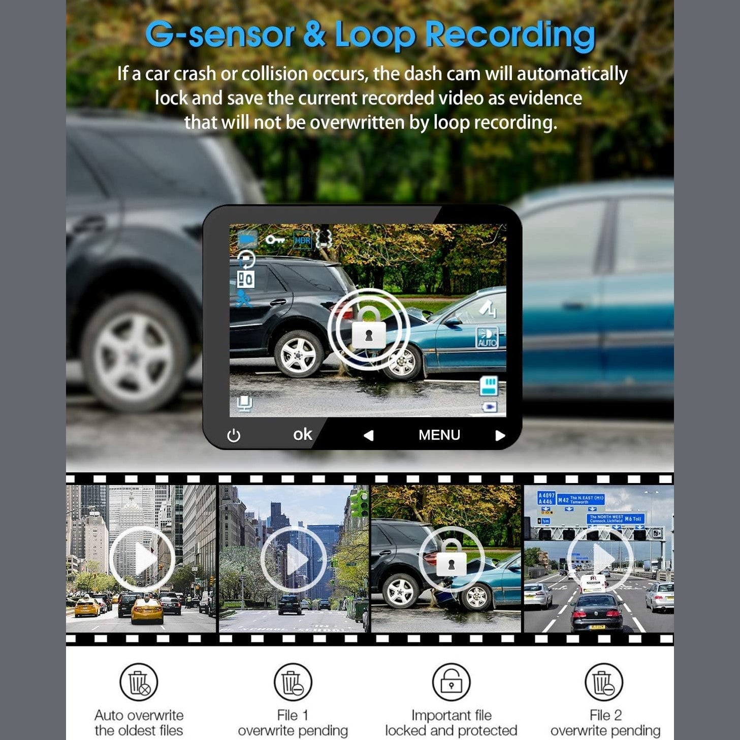 abask J05 Dash Cam Car 1080P Dash Cam Front Interior with 32GB SD Card, 310° Wide Angle View, Car Camera with Parking Monitoring, Motion Detection, Infrared Night Vision, G-Sensor, Loop Recording,