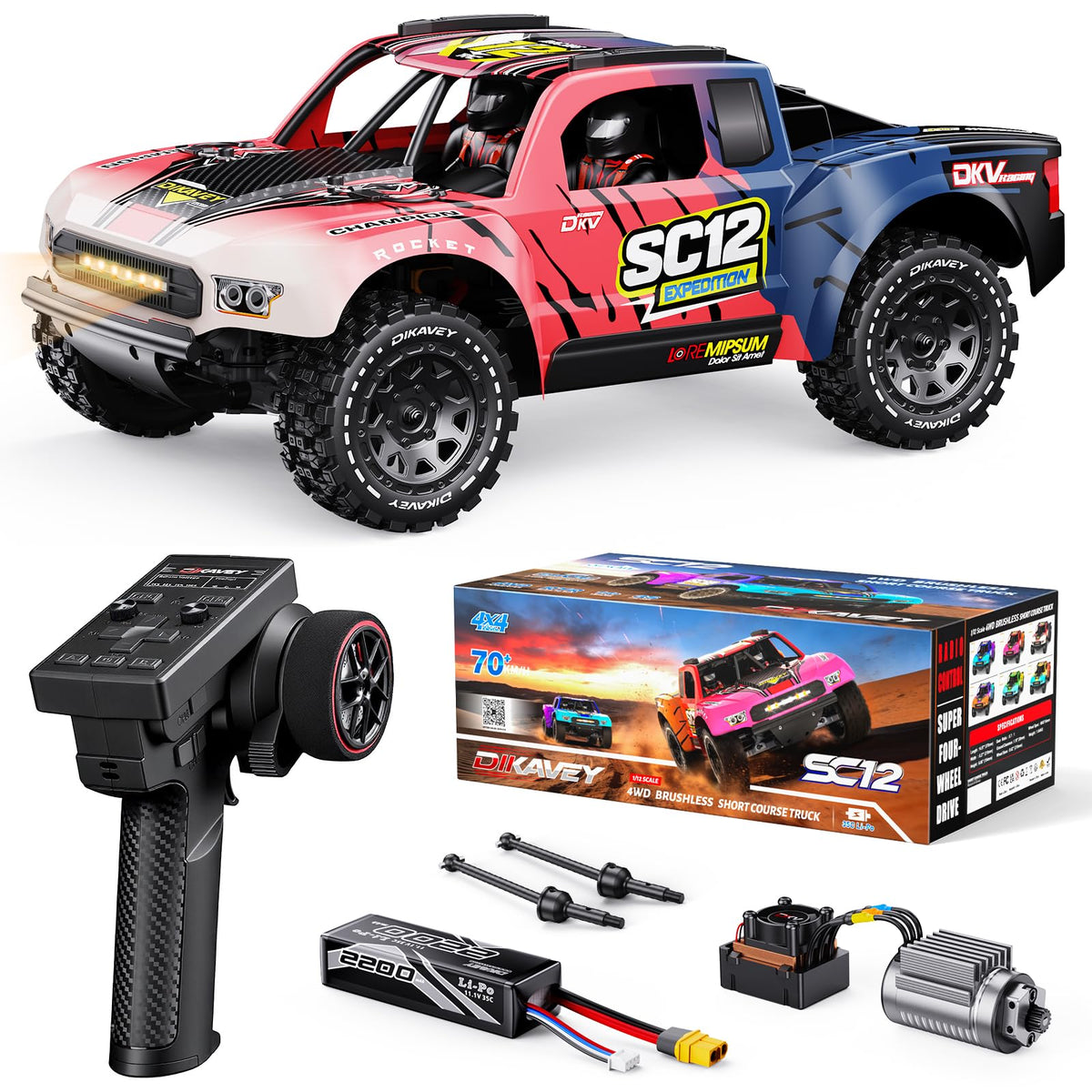 1/12 Brushless Remote Control Car RTR, Rc Drift Short-Course Truck