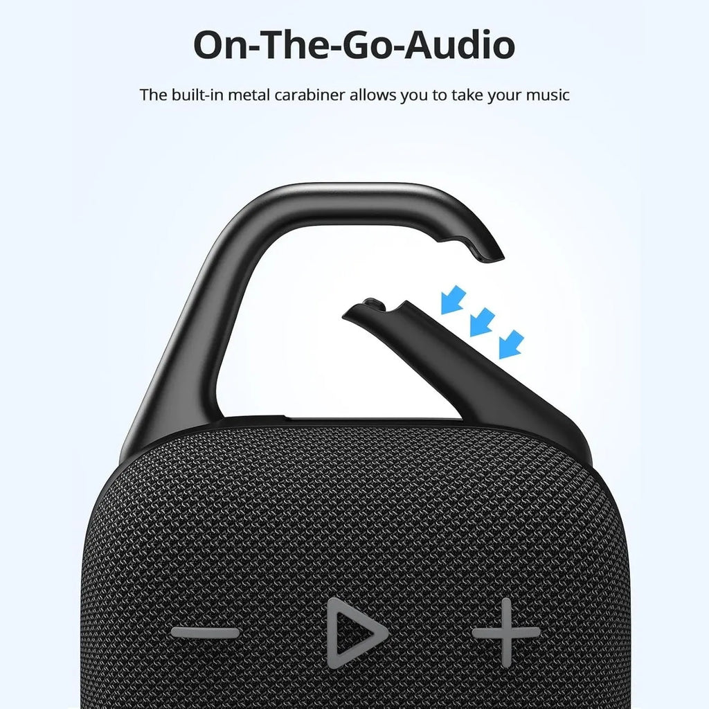 Tronsmart Mirtune H1 Portable Outdoor Speaker, 18H Playtime, Loud Sound and Punchy Bass, Integrated Carabiner, IPX7 Waterproof, Customize EQ, Bluetooth 5.3 Speaker for Travel, Hiking, Camping(Black)