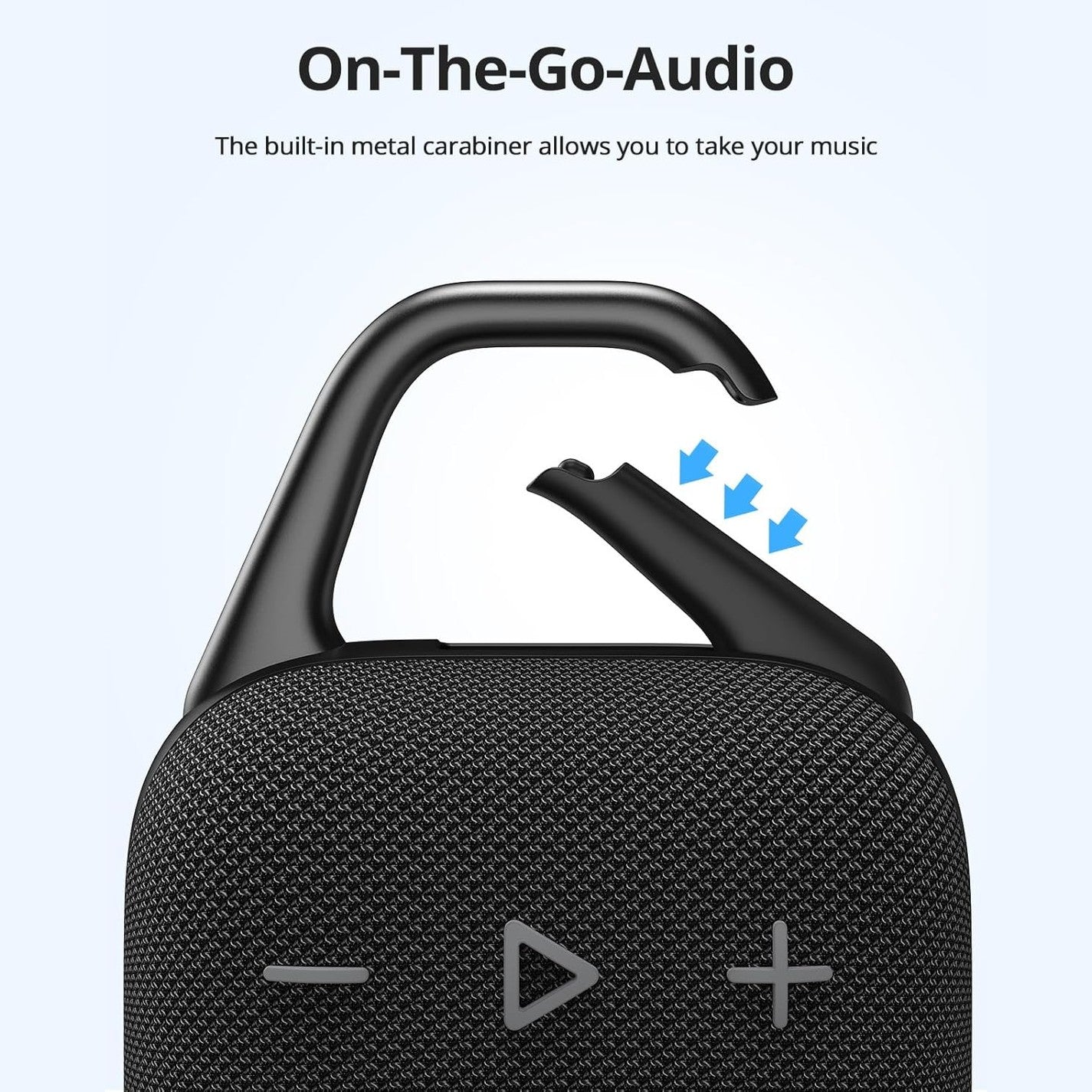 Tronsmart Mirtune H1 Portable Outdoor Speaker, 18H Playtime, Loud Sound and Punchy Bass, Integrated Carabiner, IPX7 Waterproof, Customize EQ, Bluetooth 5.3 Speaker for Travel, Hiking, Camping(Black)