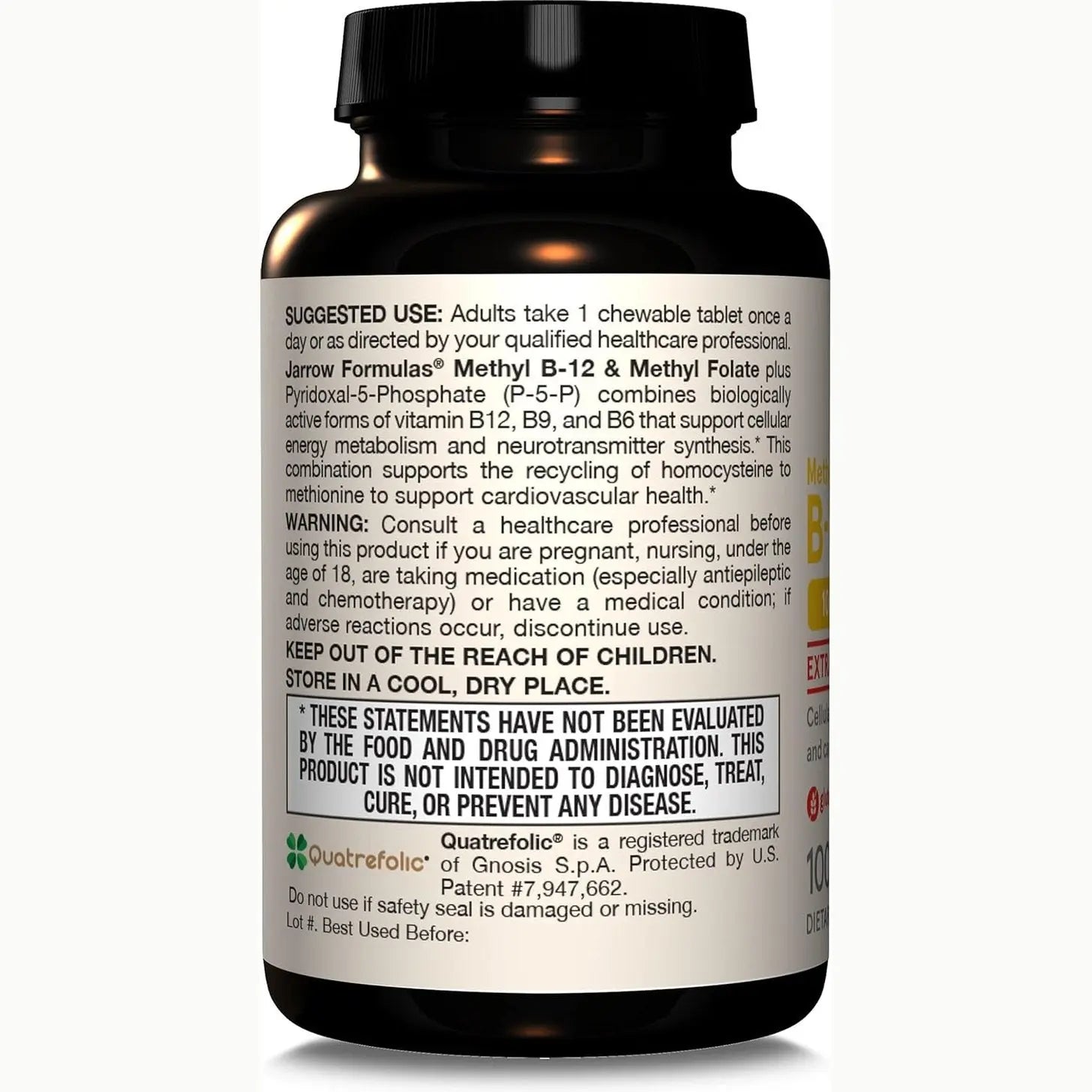 Jarrow Formulas Methyl B-12 & Methyl Folate, Bioactive Vitamin B9 and Vitamin B12 Supplement, Supports Cellular Energy Production, Healthy Brain Function & Metabolism, 60 Chewable Tablets, 60 Servings