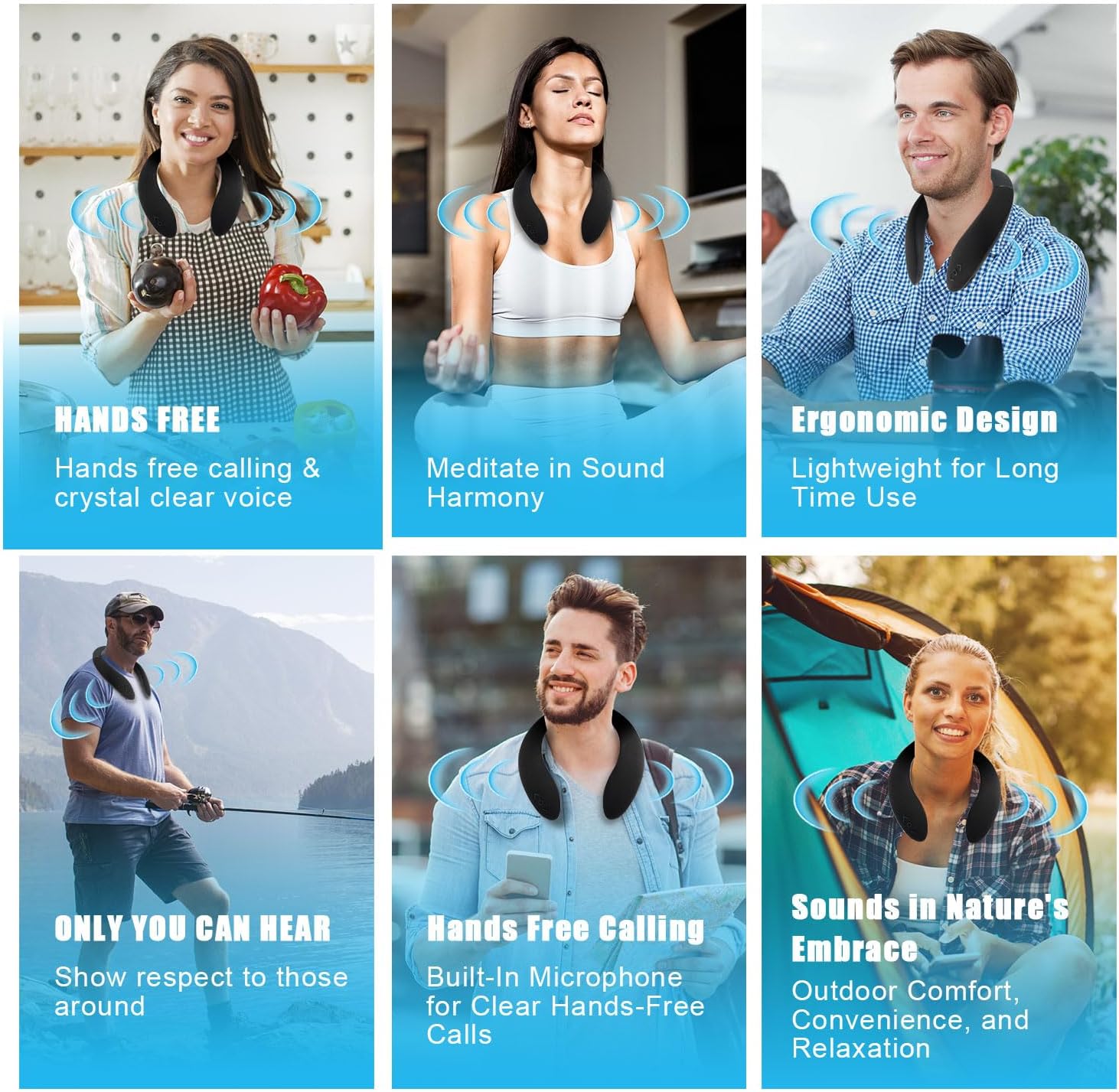 HGHOHG Neckband Speaker, Wireless Wearable Speaker True 3D Stereo HiFi Sound, Portable Personal Body Speakers with 24H Playtime, for Home, Office, and Outdoors